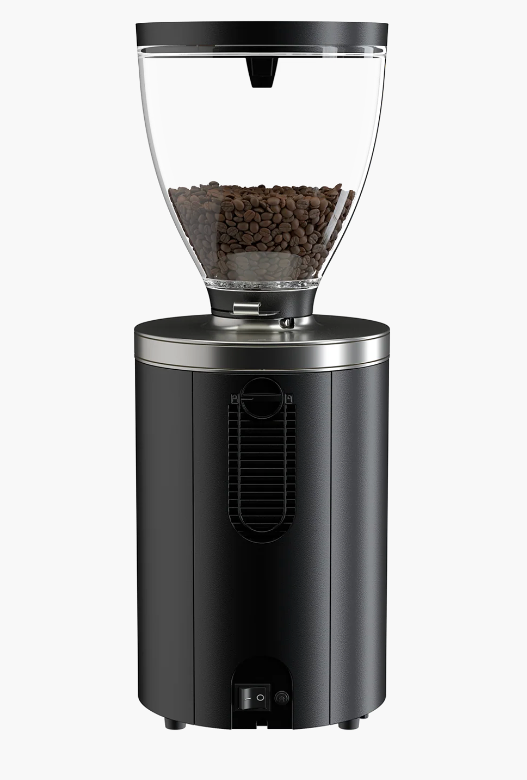 Mahlkönig E80S Coffee Grinder - New, premium espresso grinder with coffee beans in hopper.