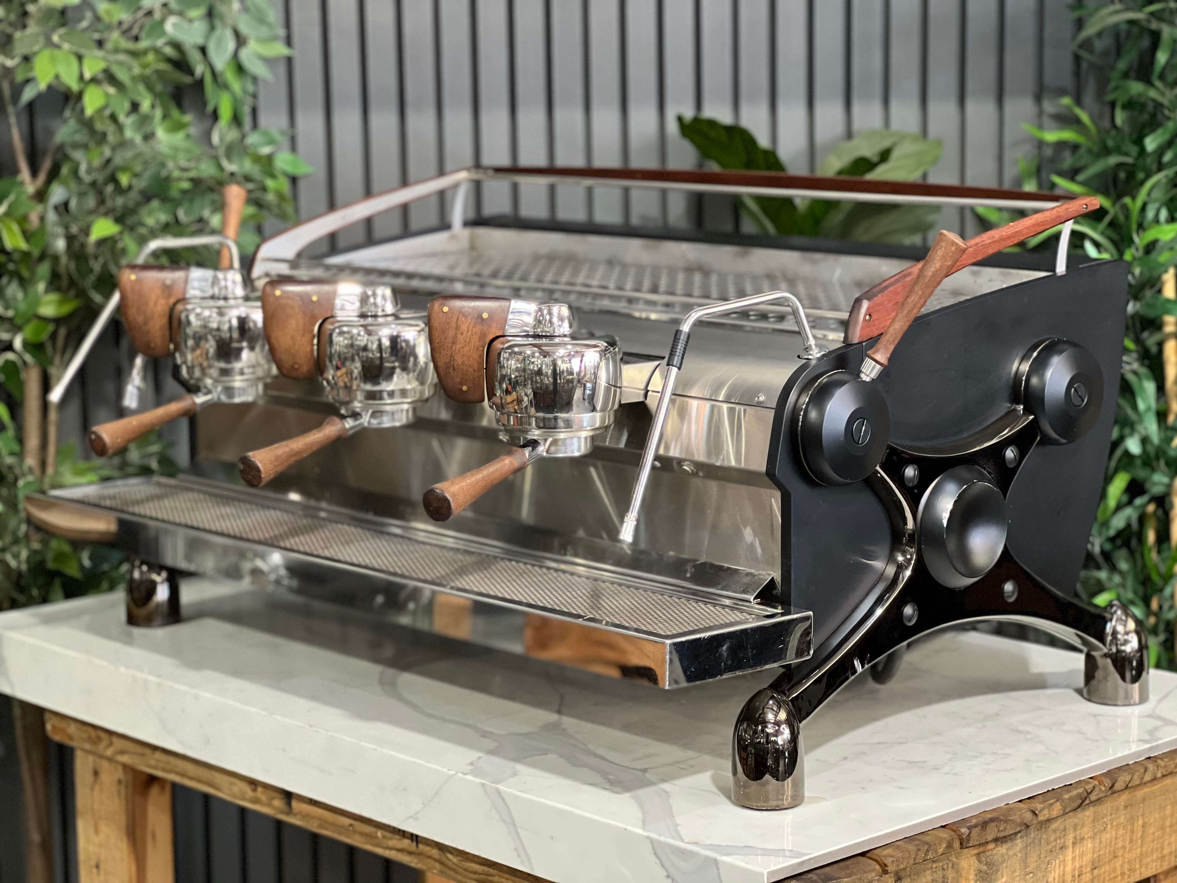 Slayer Espresso 3 Group Coffee Machine Black / Stainless & Dark Timber