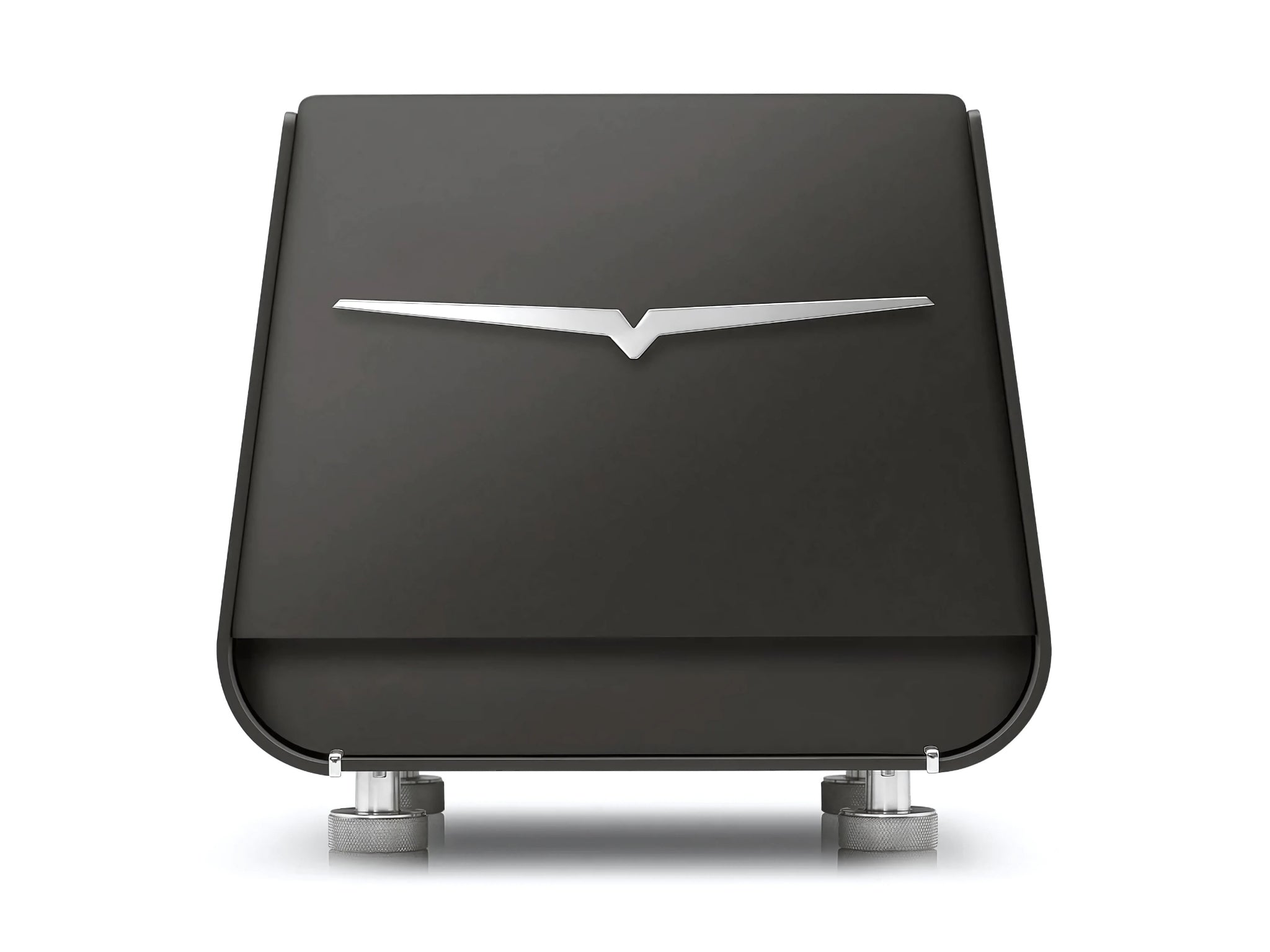 A new Victoria Arduino Eagle One Prima 1 Group Espresso Coffee Machine in Black on a white background. The machine is photographed from behind, the back panel of the machine is visible with the logo