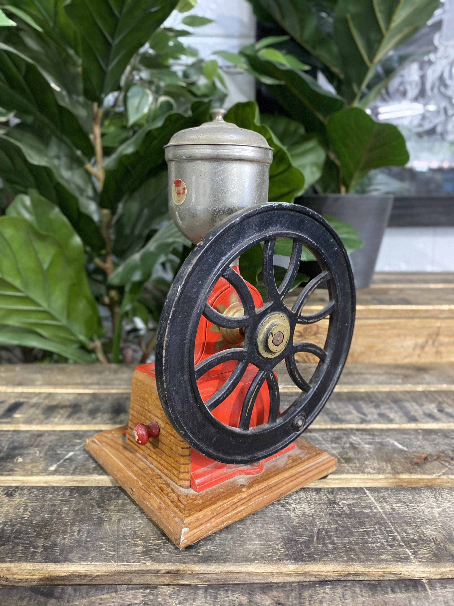 #25 1940’s Elma Single Wheel Hand Coffee Grinder with Drawer