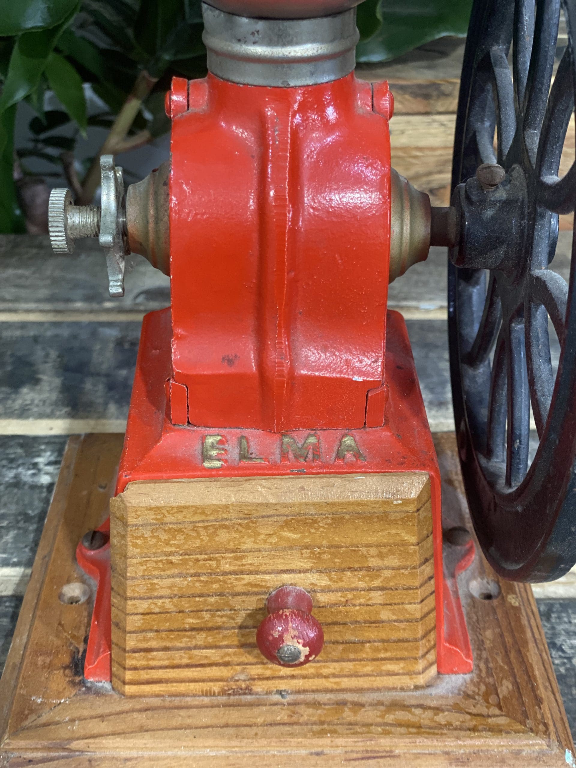 #25 1940’s Elma Single Wheel Hand Coffee Grinder with Drawer