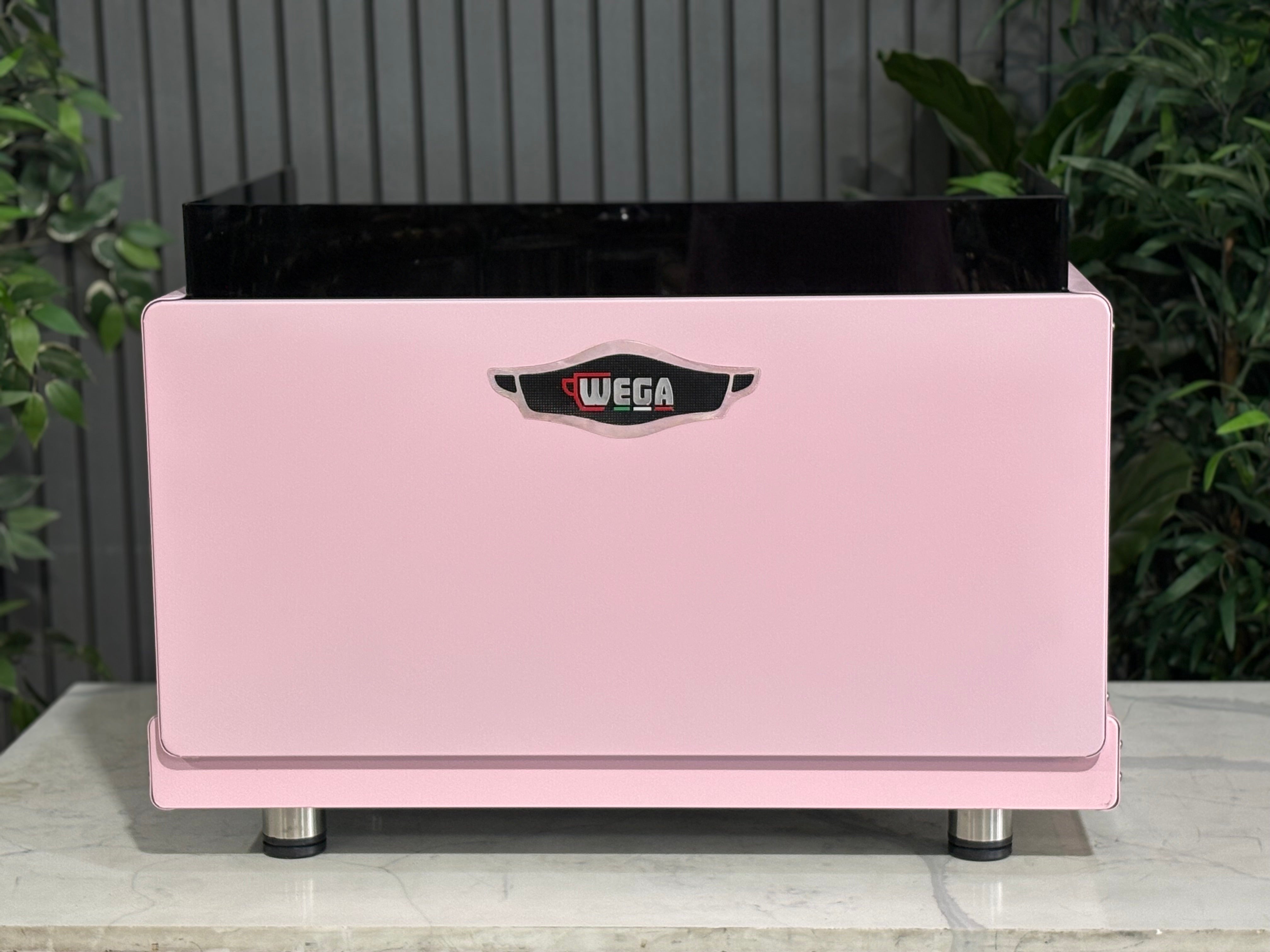 Wega Pegaso EVD 2 Group Coffee Machine Pink Lily Espresso Machine in pink color with sleek design.