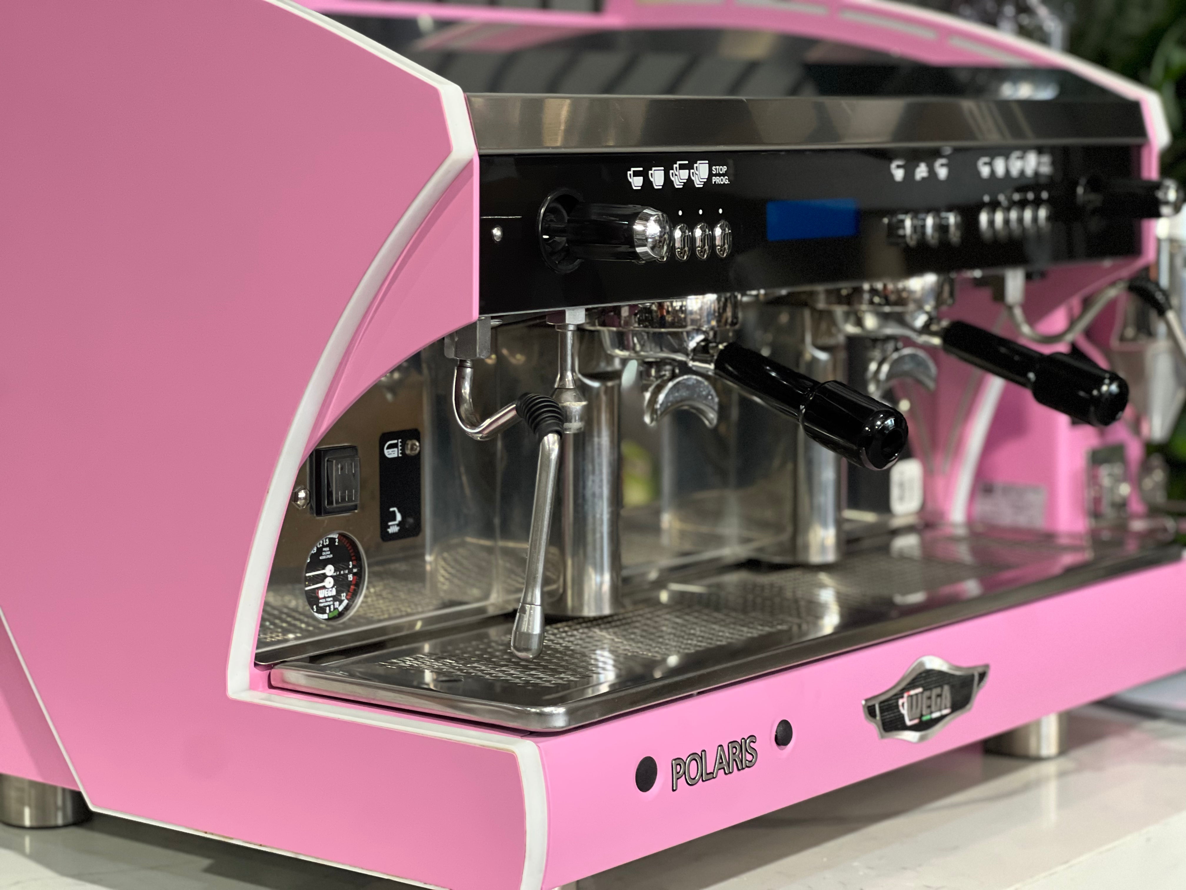 Wega Polaris Tron 2 Group Coffee Machine + Mazzer Major V Electronic Grinder Package Pink - New