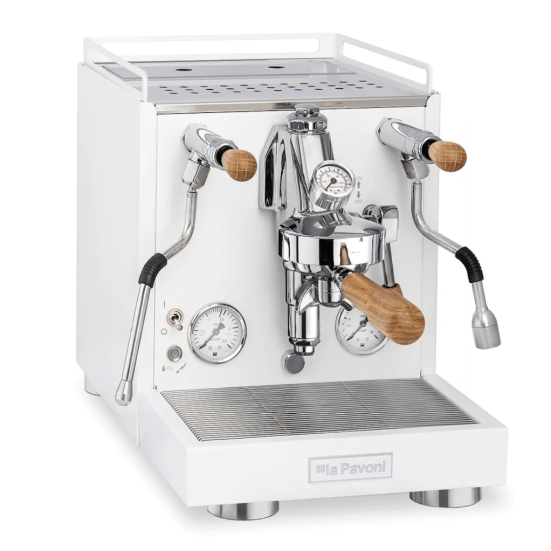 La Pavoni Cellini Evoluzione PID Coffee Machine White with Oak Touch Points - New