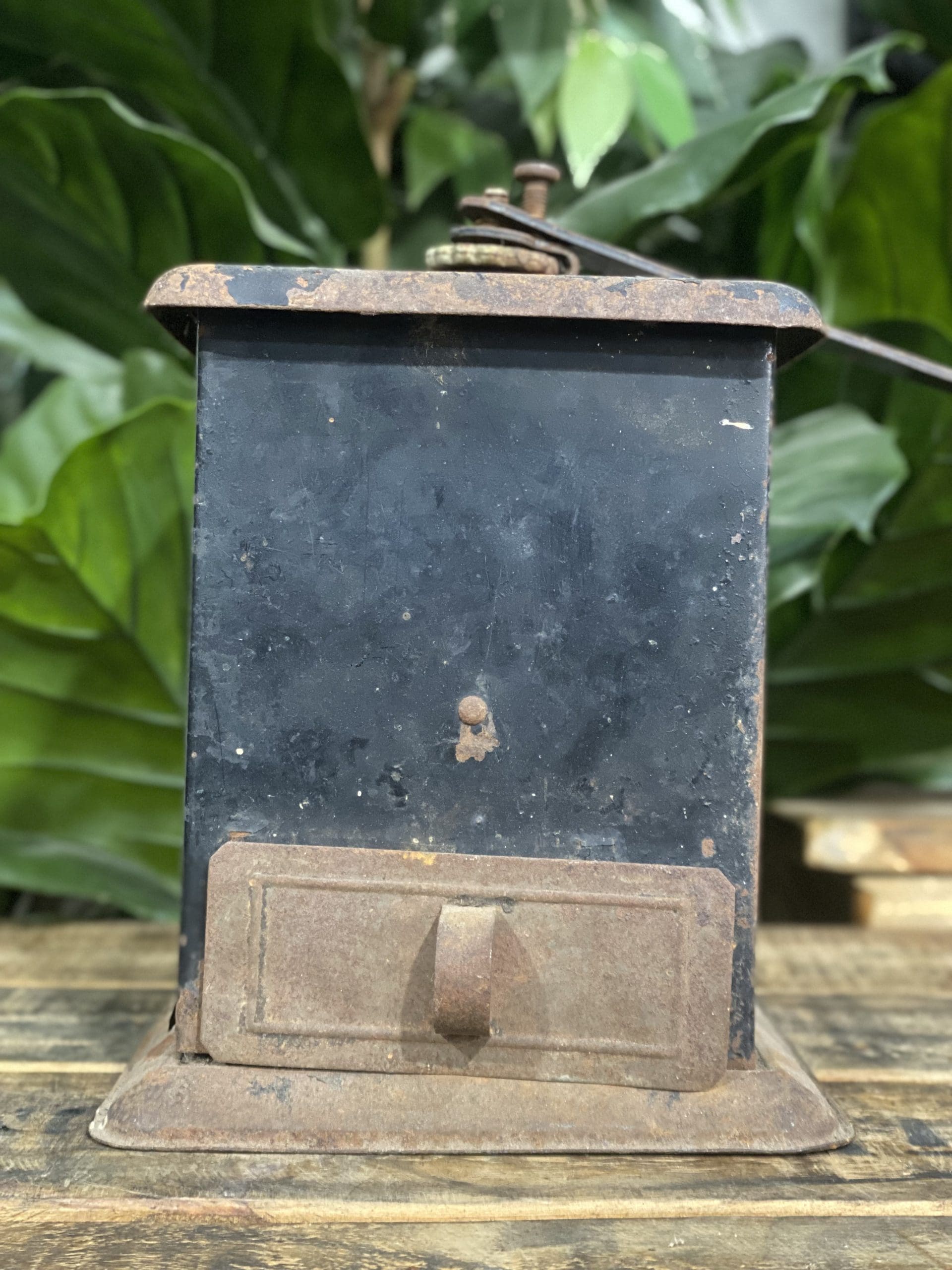#100 1890’s Wooden Box Grinder & Steel Pull Out Drawer