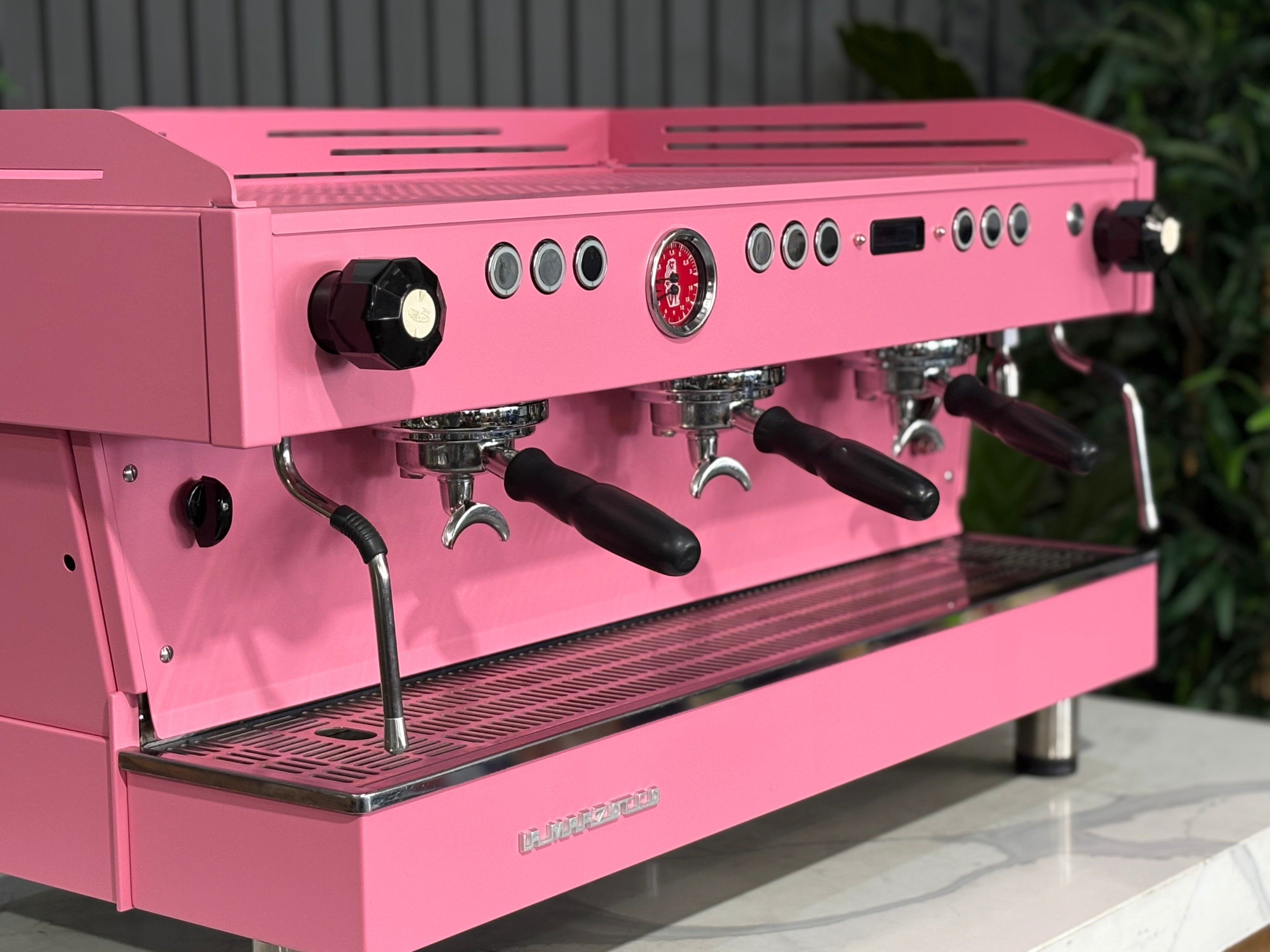La Marzocco Linea PB 3 Group Coffee Machine Dark Pink - Used displayed on a countertop with sleek design.