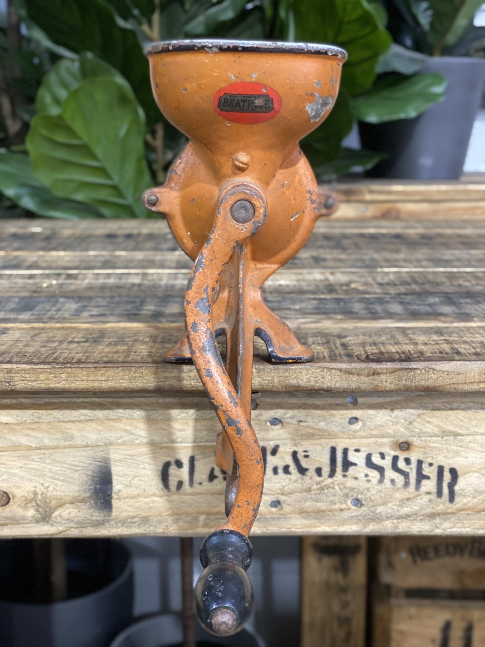 #152 1890’s Beatrice The Comet Bench Top Hand Coffee Grinder