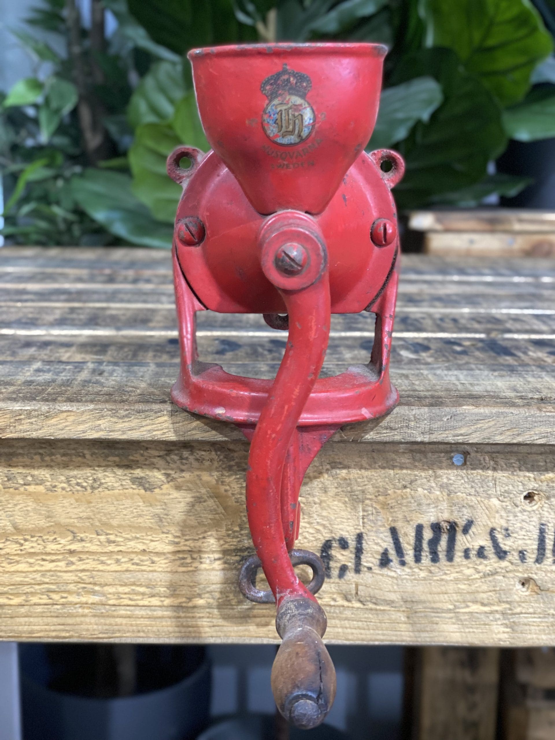 #17 1930’s Husqvarna No. 2 Bench Clamp Hand Coffee Grinder