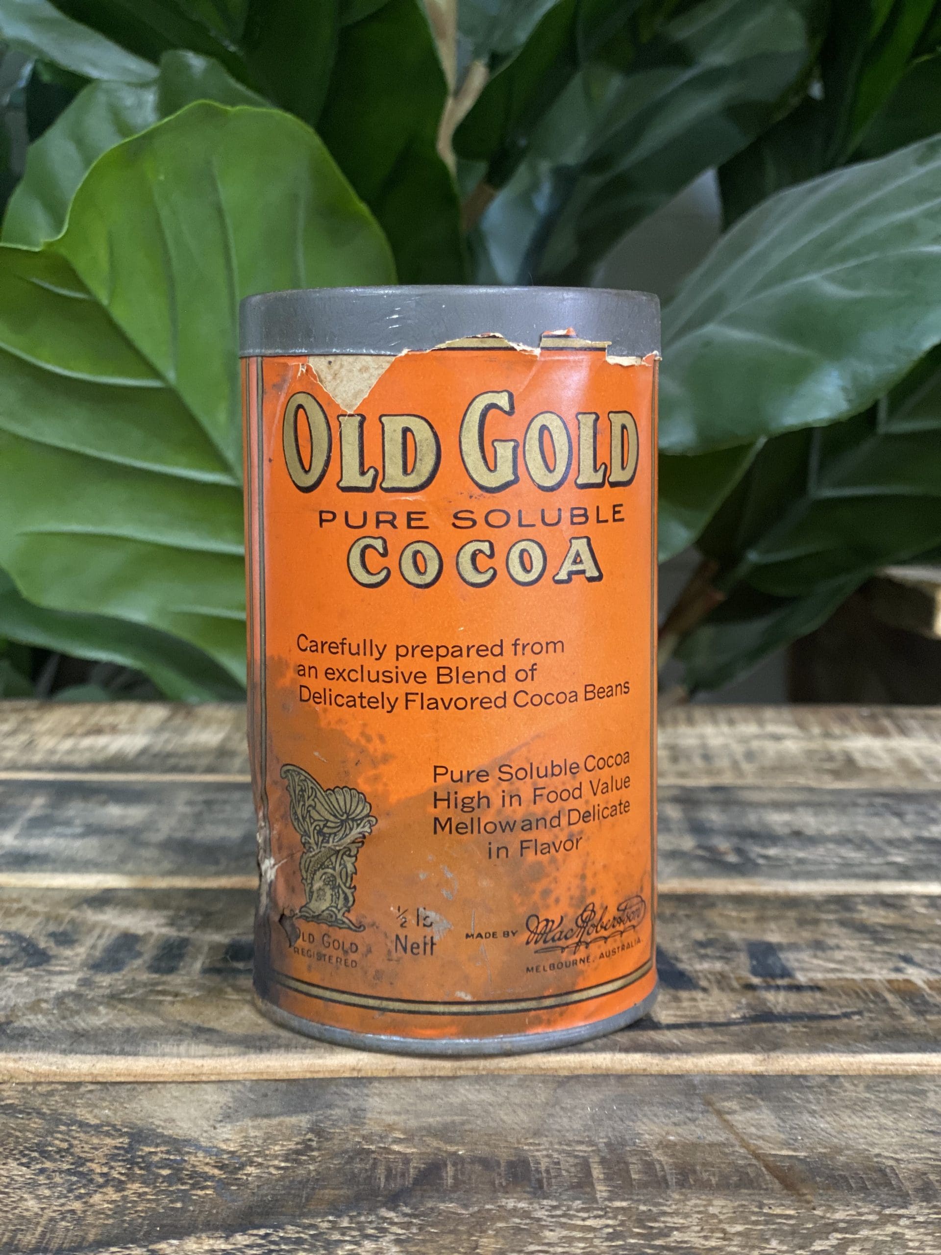 #257 1900’s Old Gold Cocoa Tin with Product Well Preserved