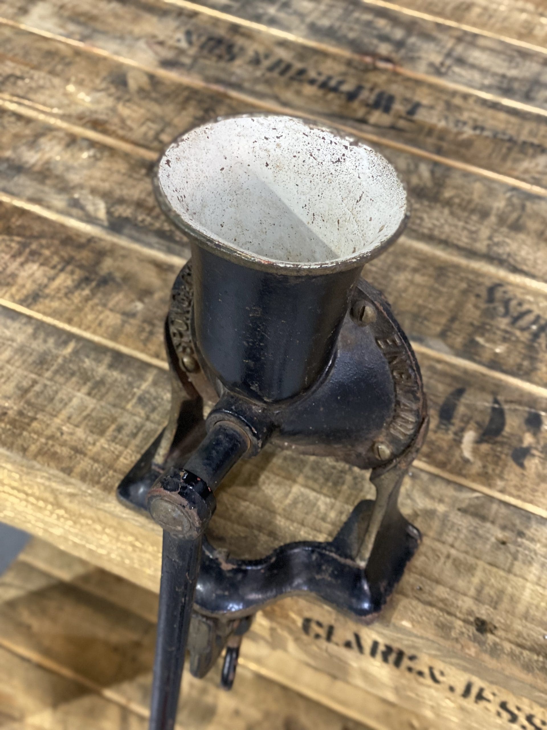 #300 1856 No. 4 Large Spong & Co Ltd Bench Mounted Hand Grinder