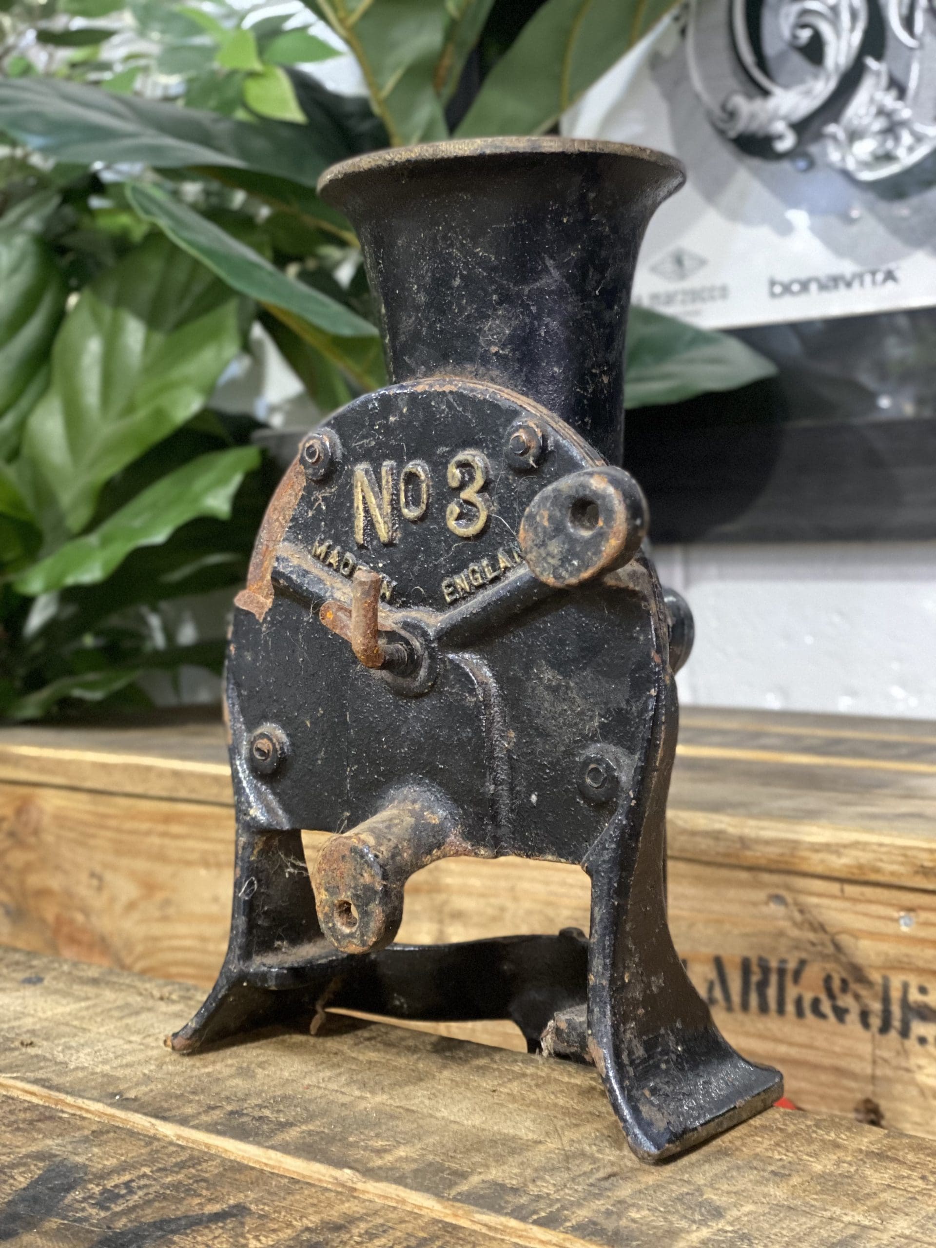 #300 1856 No. 4 Large Spong & Co Ltd Bench Mounted Hand Grinder