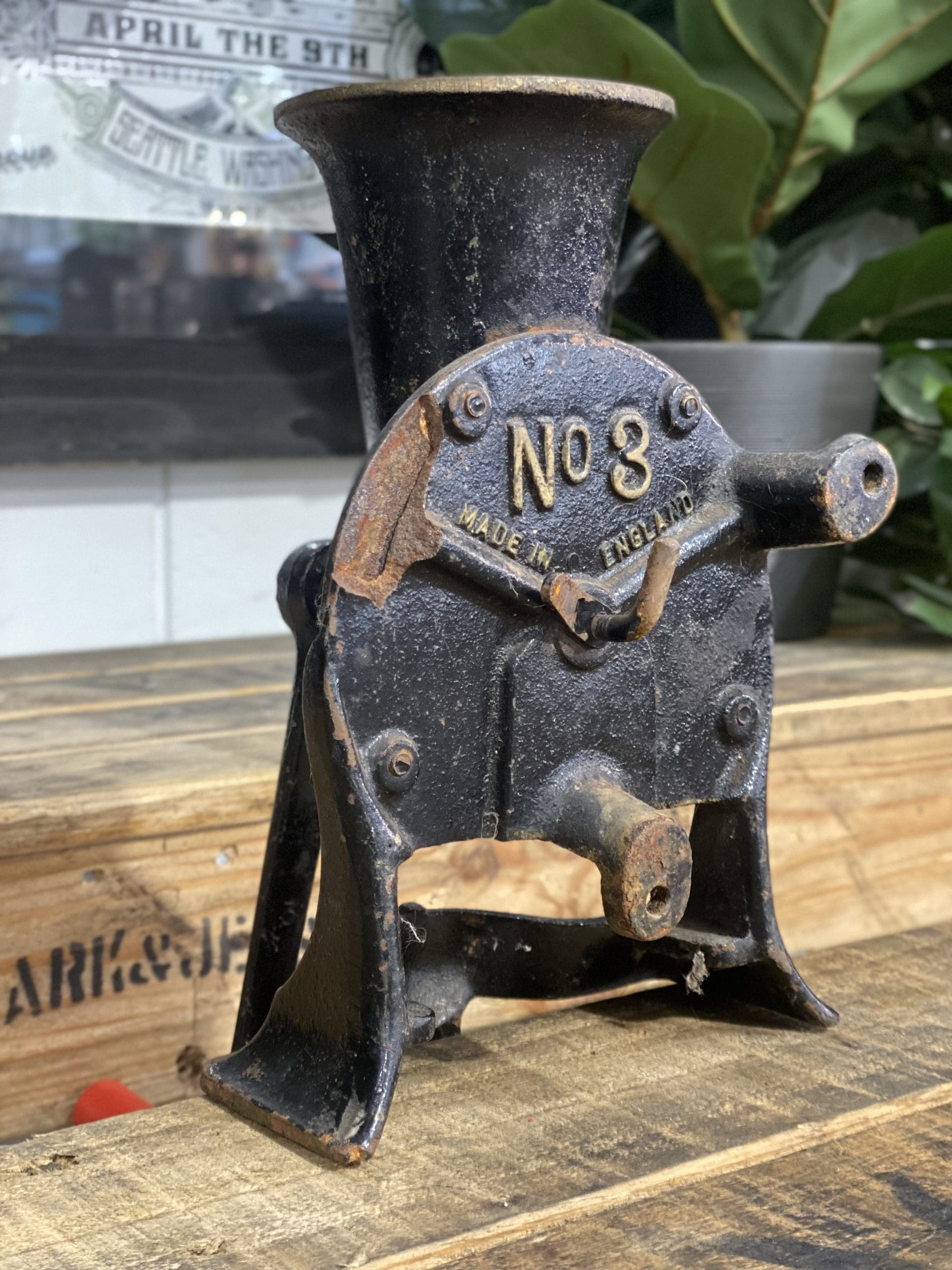 #300 1856 No. 4 Large Spong & Co Ltd Bench Mounted Hand Grinder