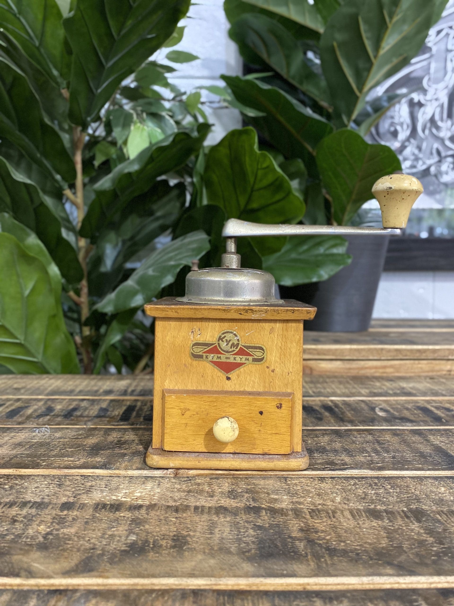 #32 1920’s Kym German Made Square Box Hand Coffee Grinder
