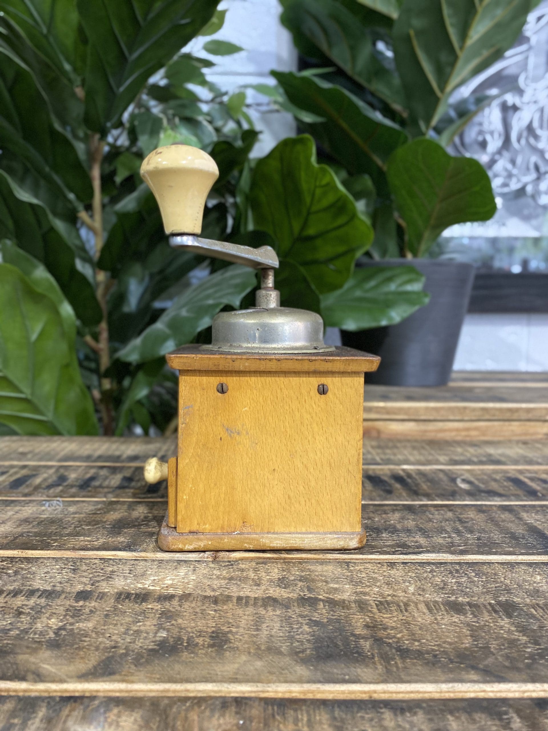 32 1920's Kym German Made Square Box Hand Coffee Grinder