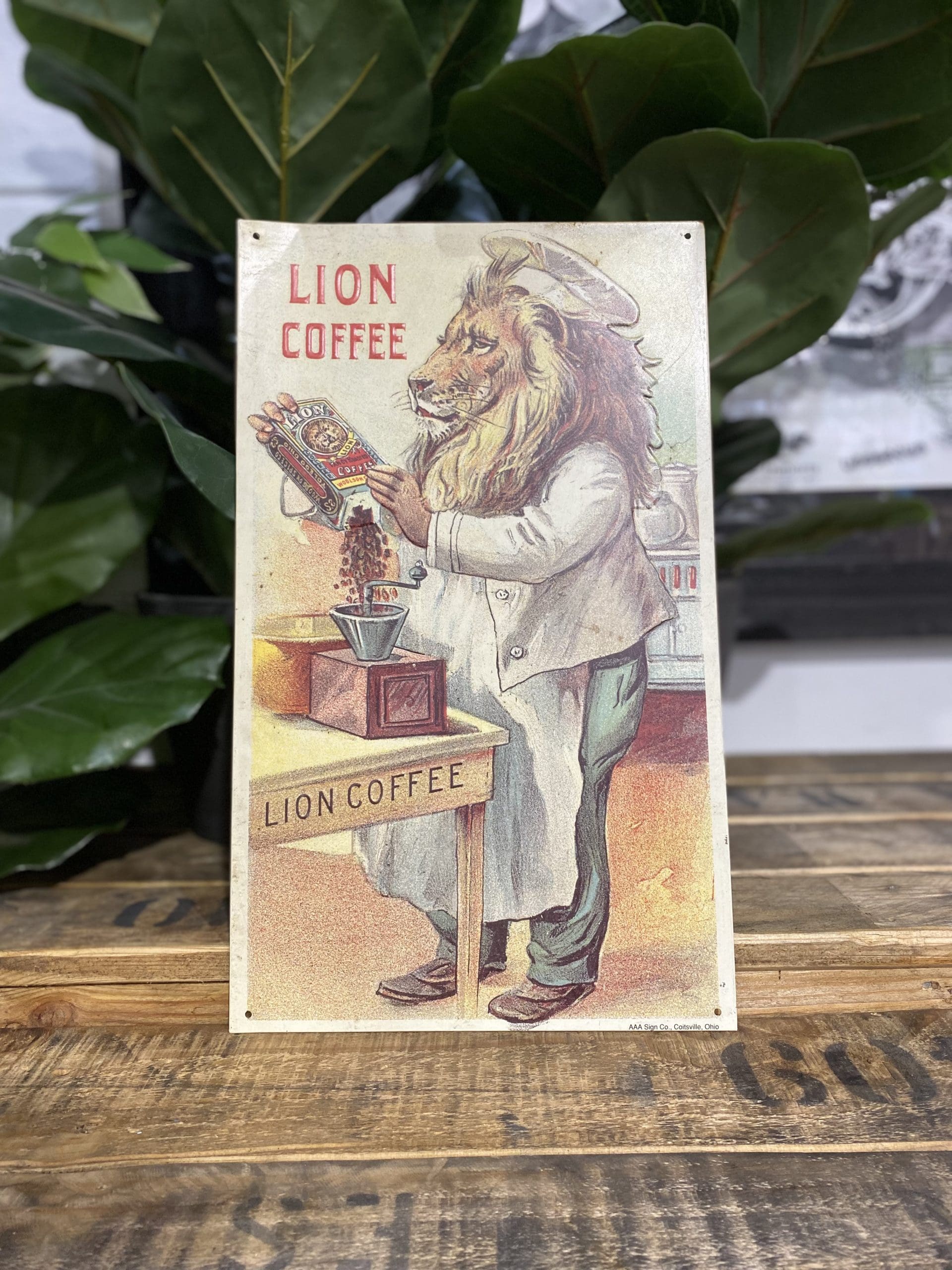 405 1980's Lion Metal Coffee Sign