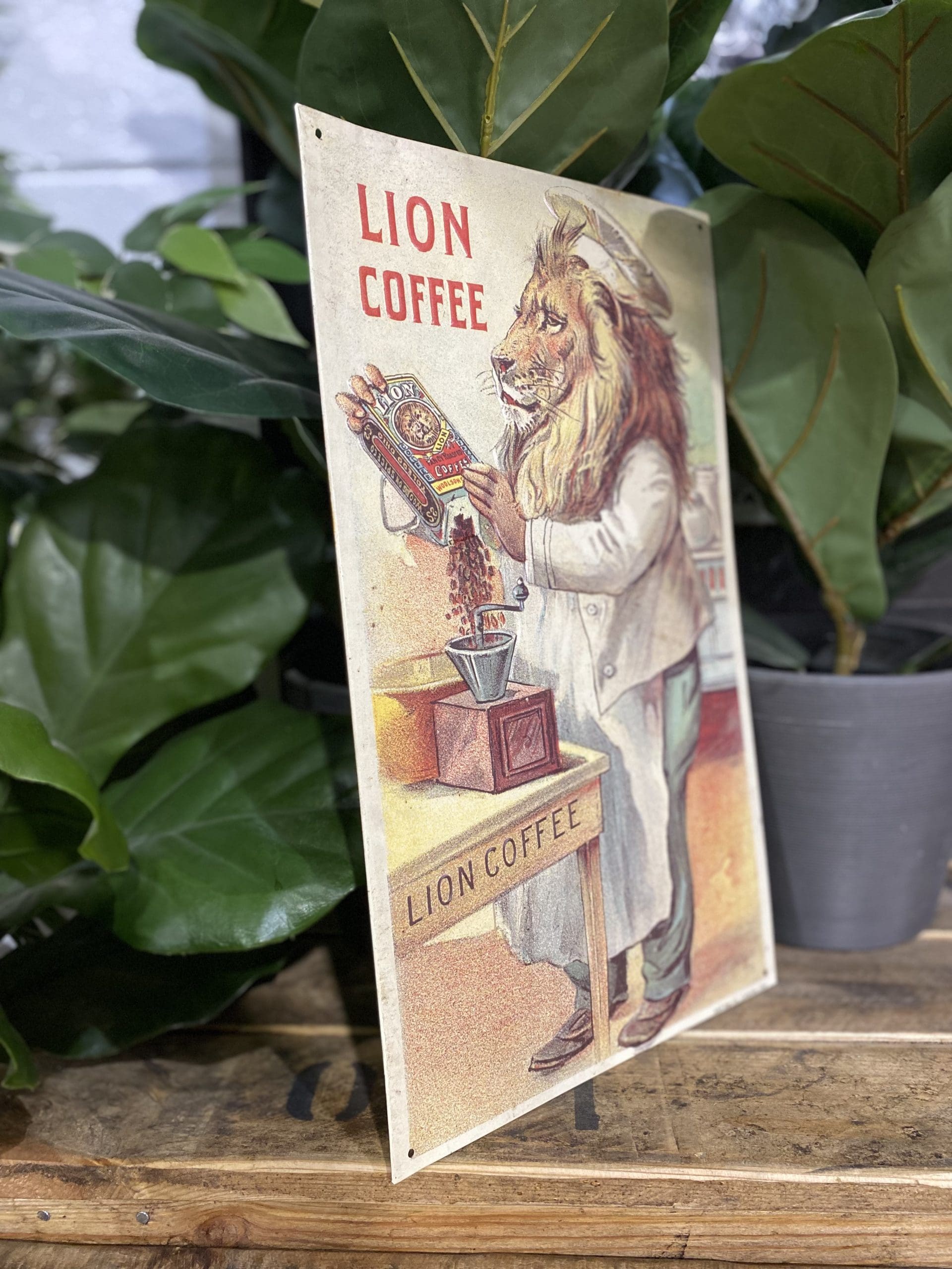 #405 1980’s Lion Metal Coffee Sign