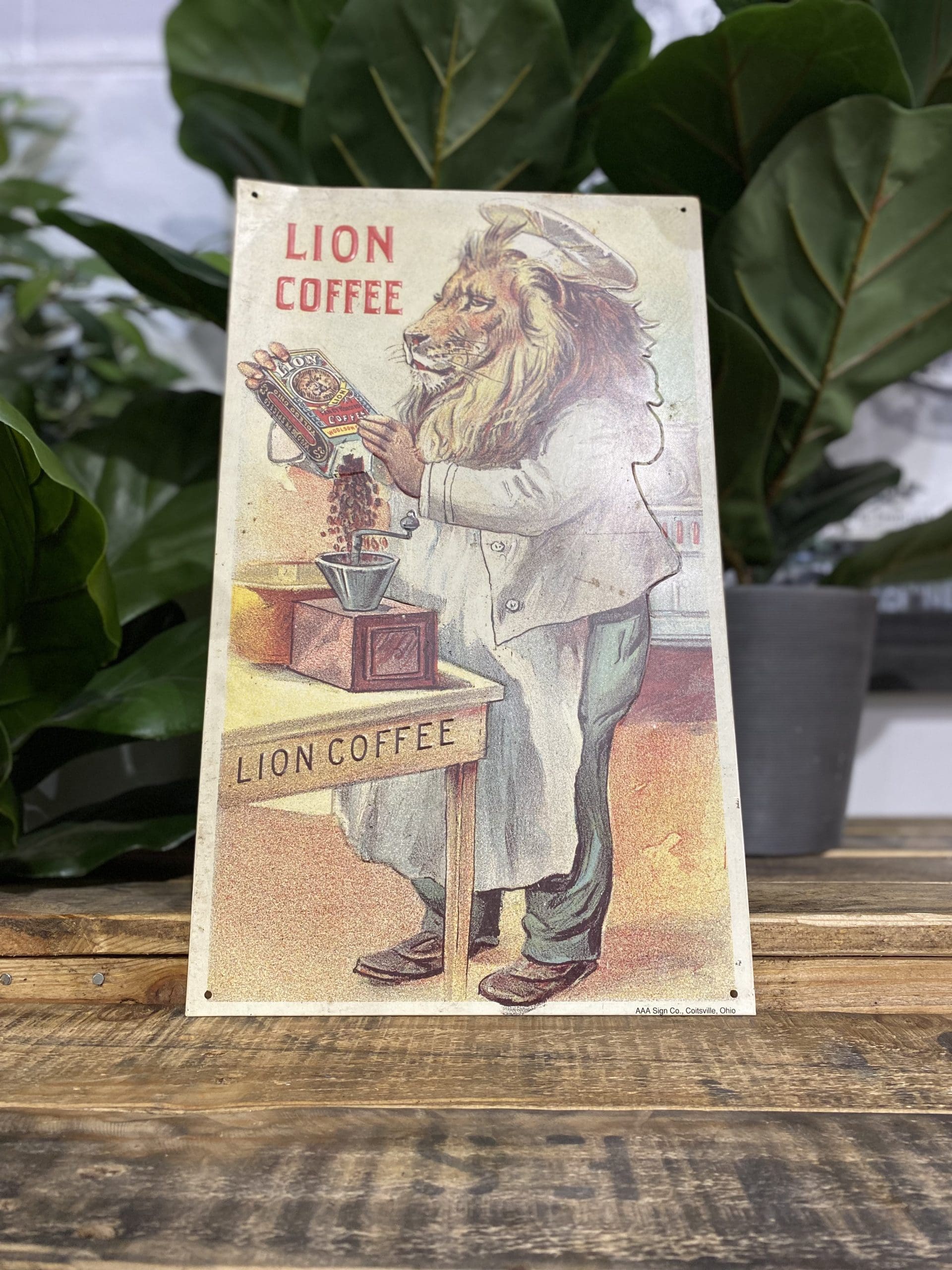#405 1980’s Lion Metal Coffee Sign