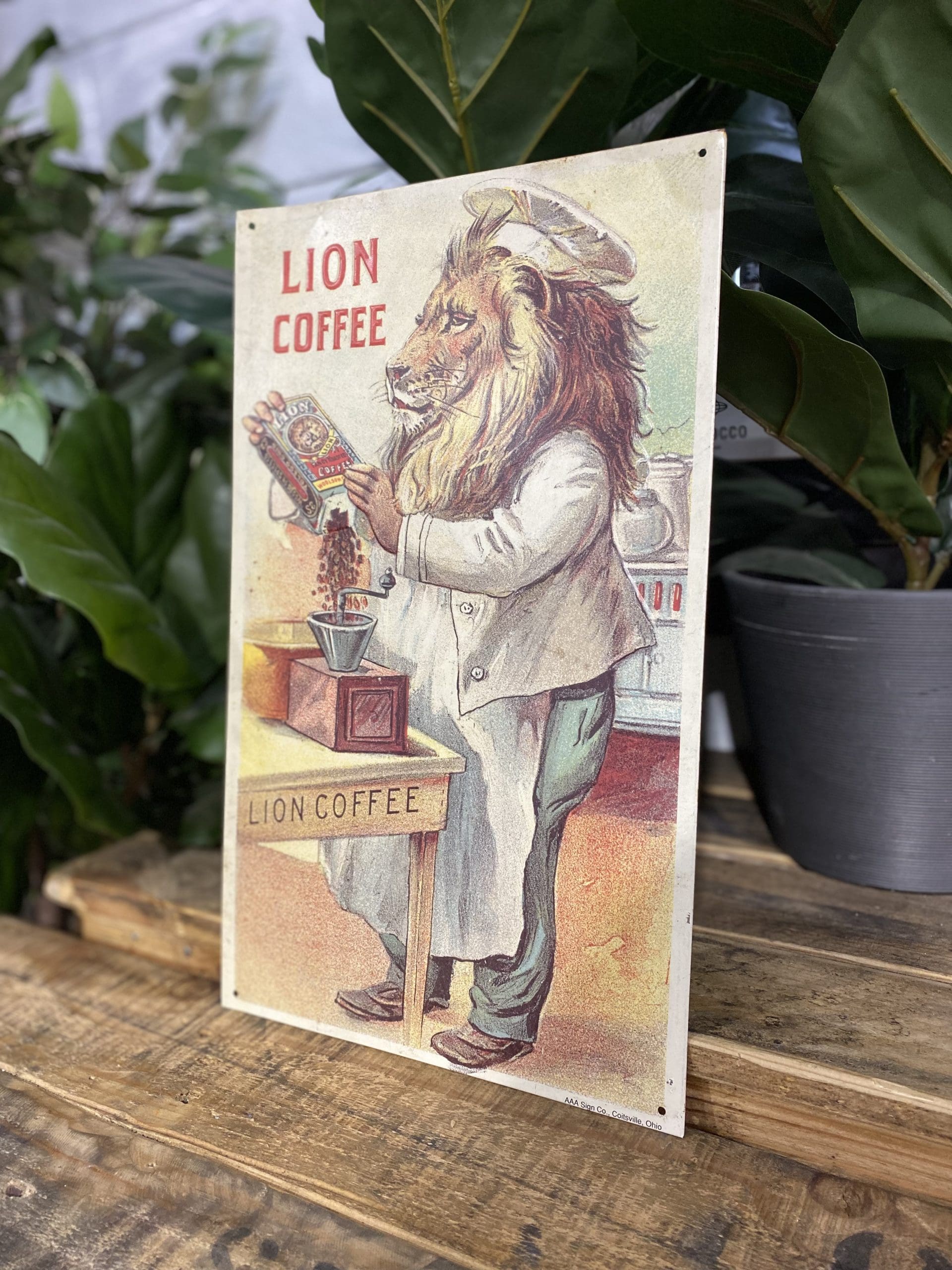 #405 1980’s Lion Metal Coffee Sign