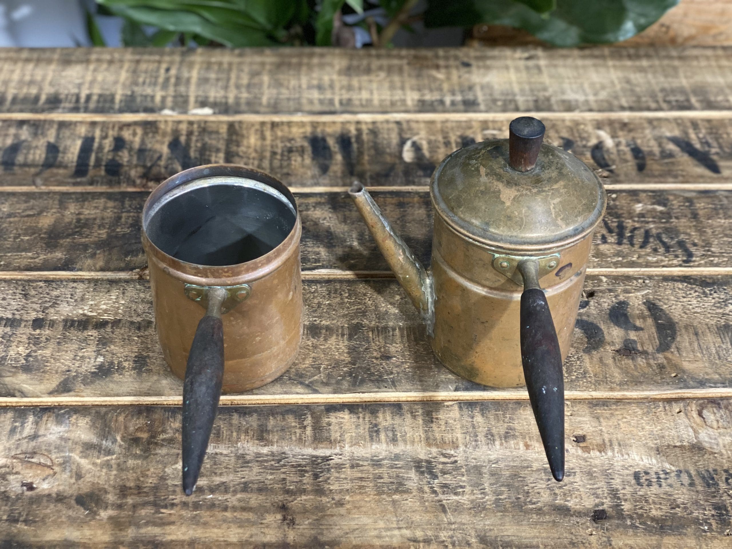 #43 1880’s Brass Single Cup Brewer & Lid