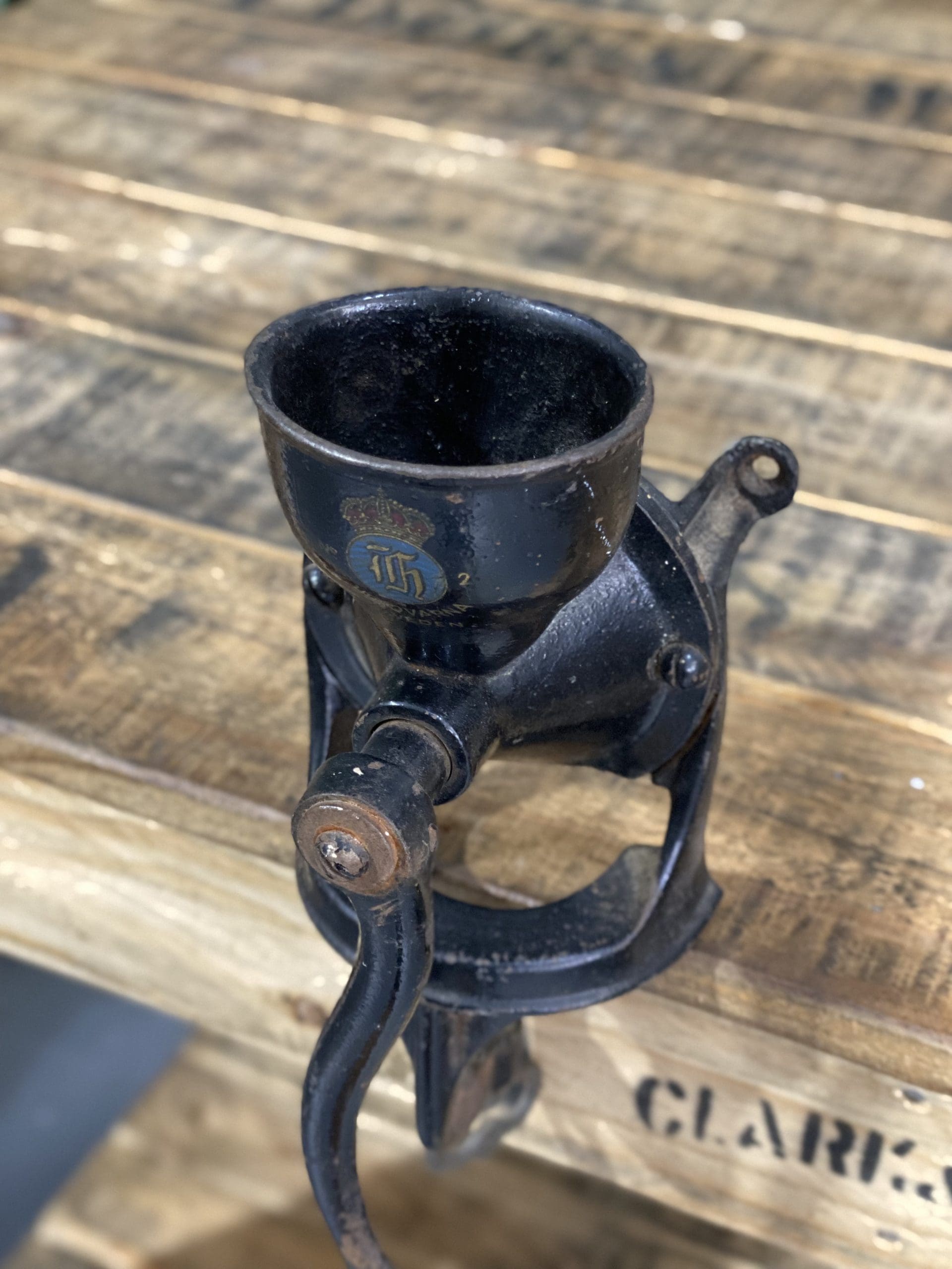 #45 1930’s Husqvarna No. 2 Bench Clamp Hand Coffee Grinder