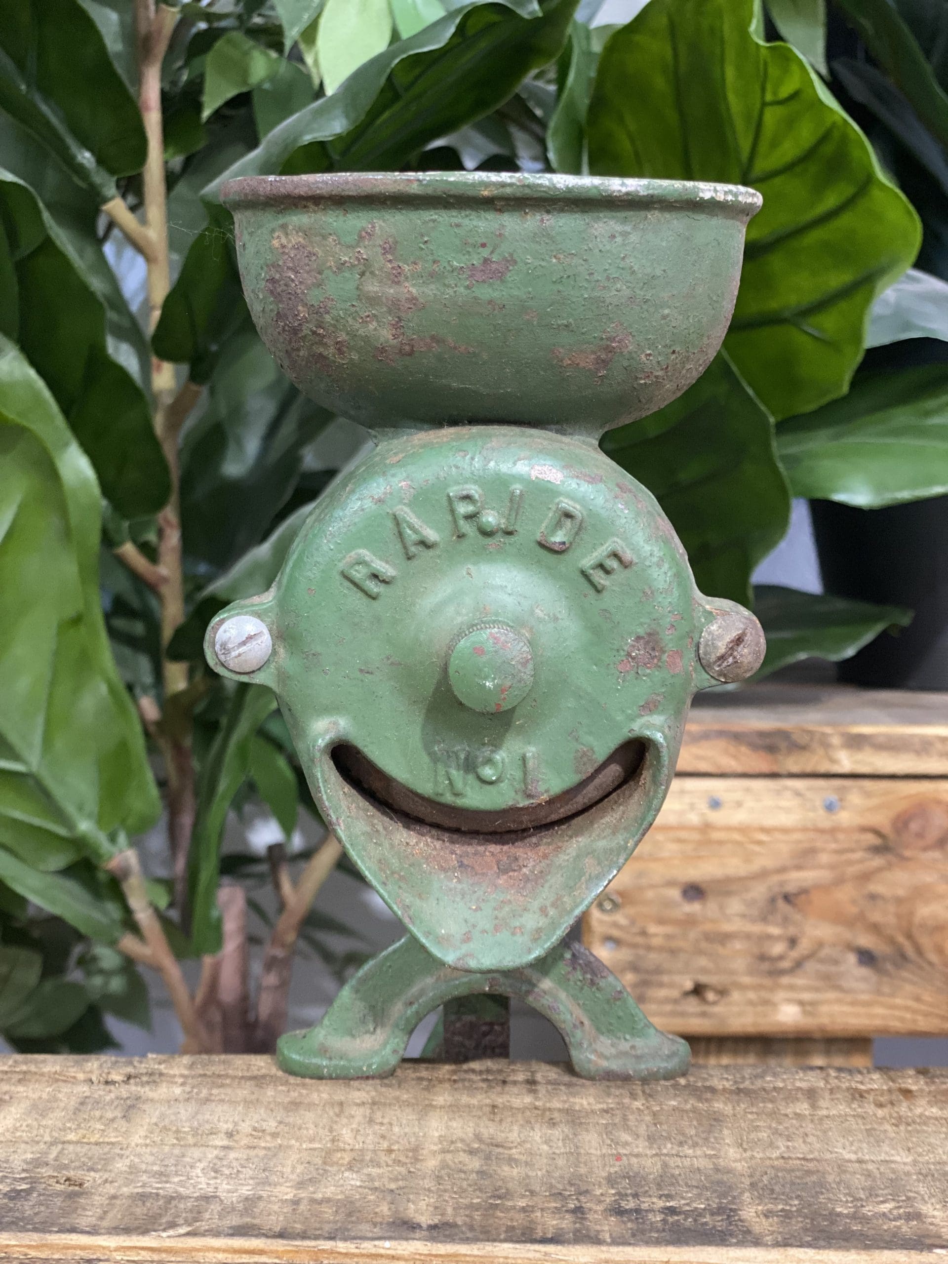 #48 1900’s Beatrice Bench Clamp Cast Iron Hand Coffee Grinder