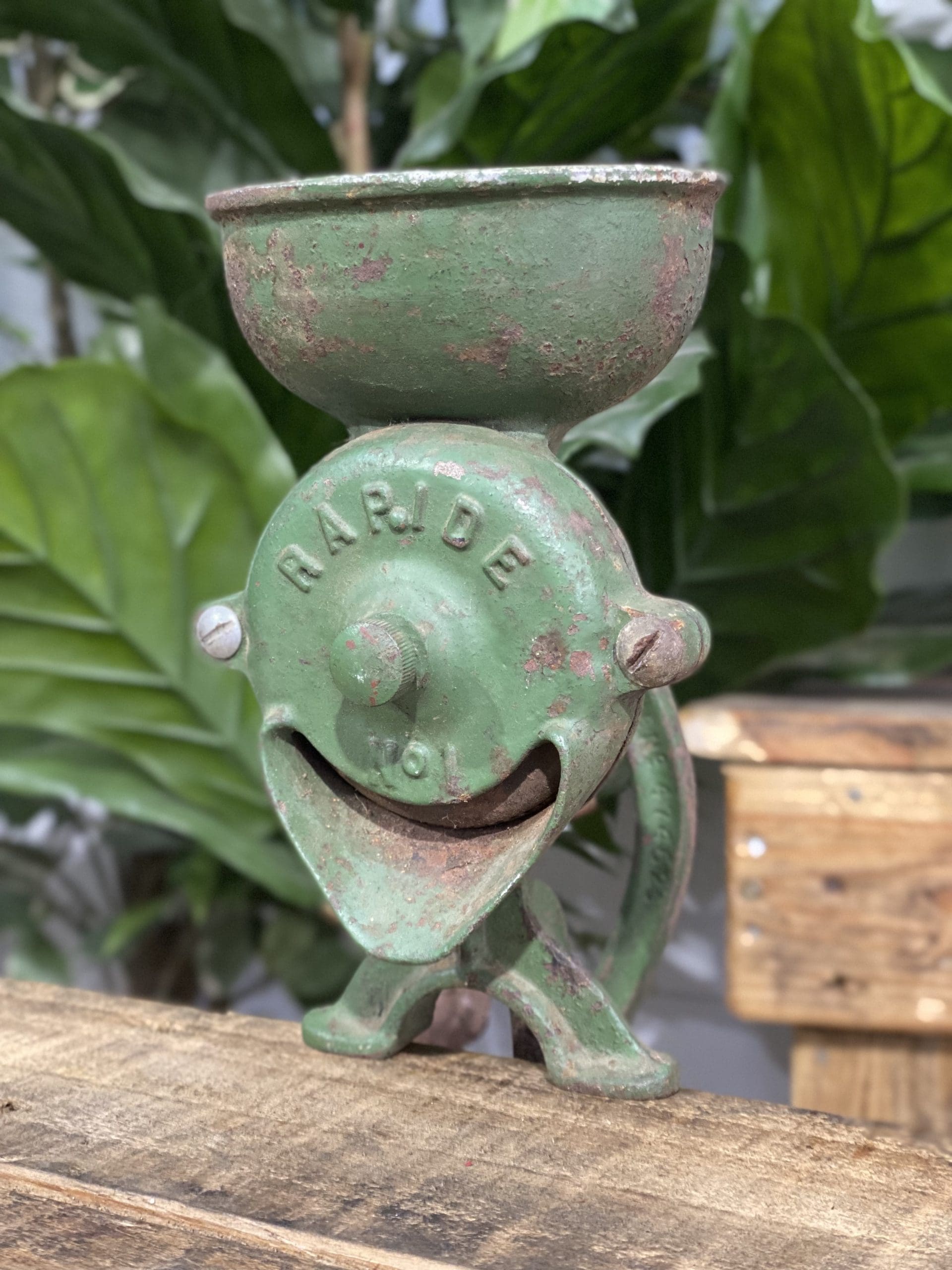 #48 1900’s Beatrice Bench Clamp Cast Iron Hand Coffee Grinder