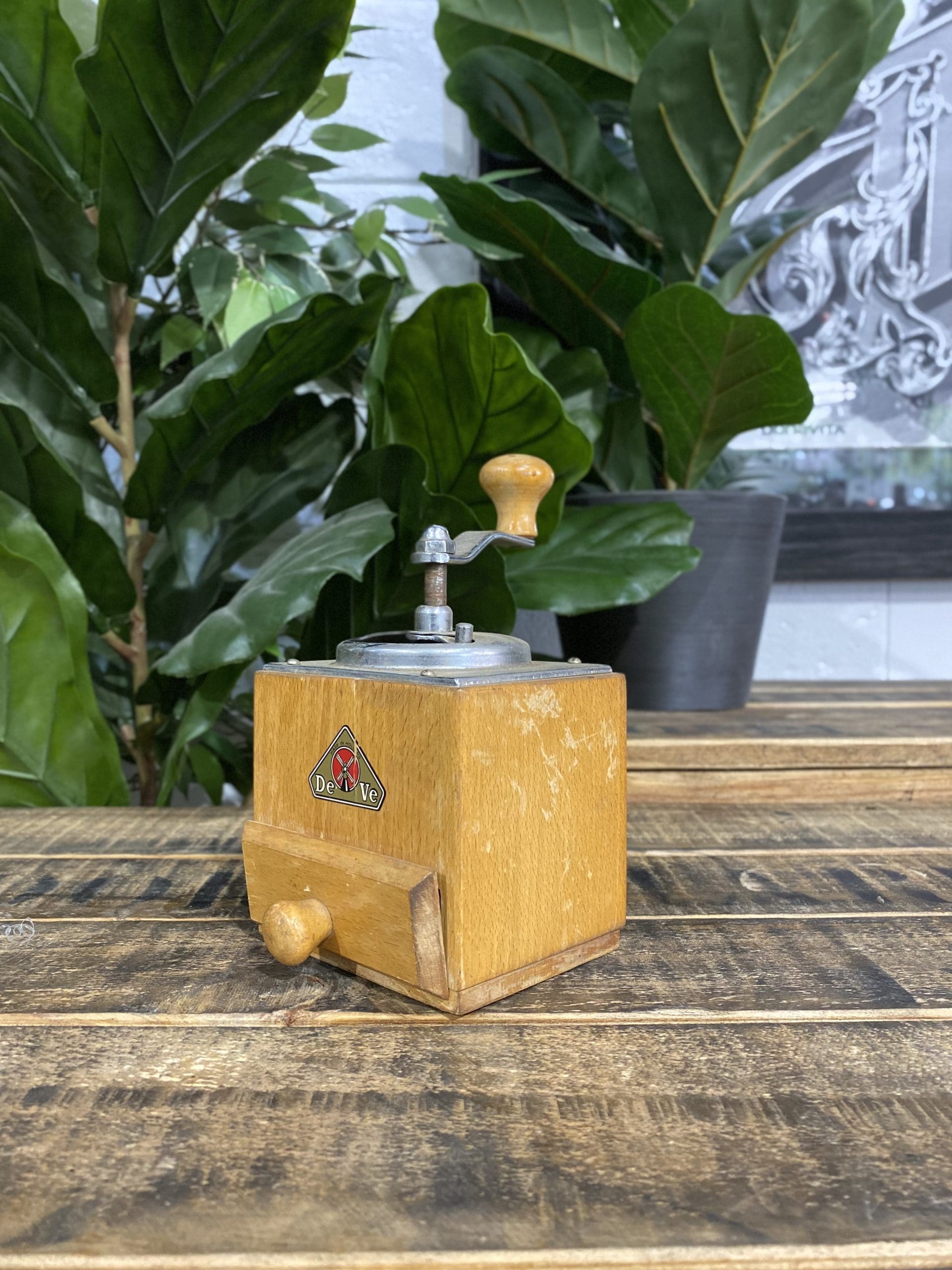 #509 1950’s Trespade Wooden Square Hand Coffee Grinder