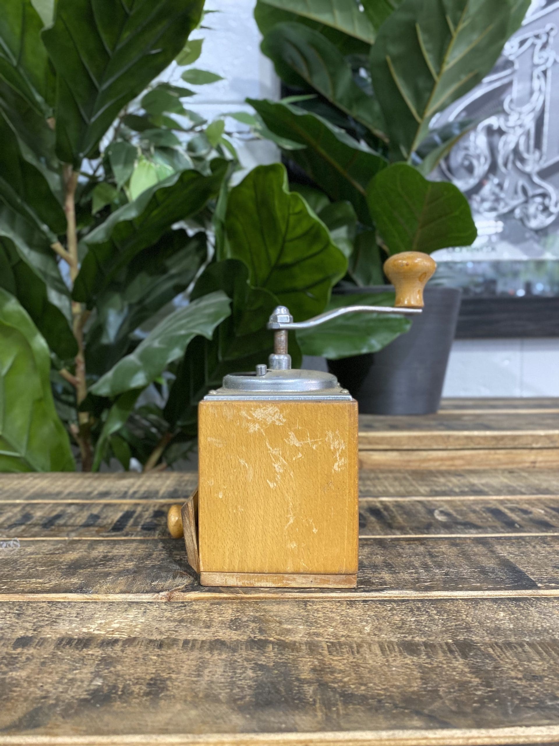 #509 1950’s Trespade Wooden Square Hand Coffee Grinder