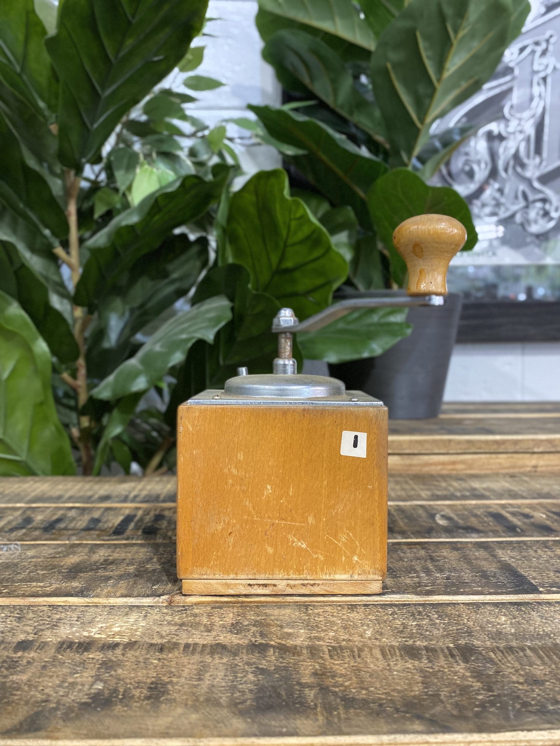 #509 1950’s Trespade Wooden Square Hand Coffee Grinder