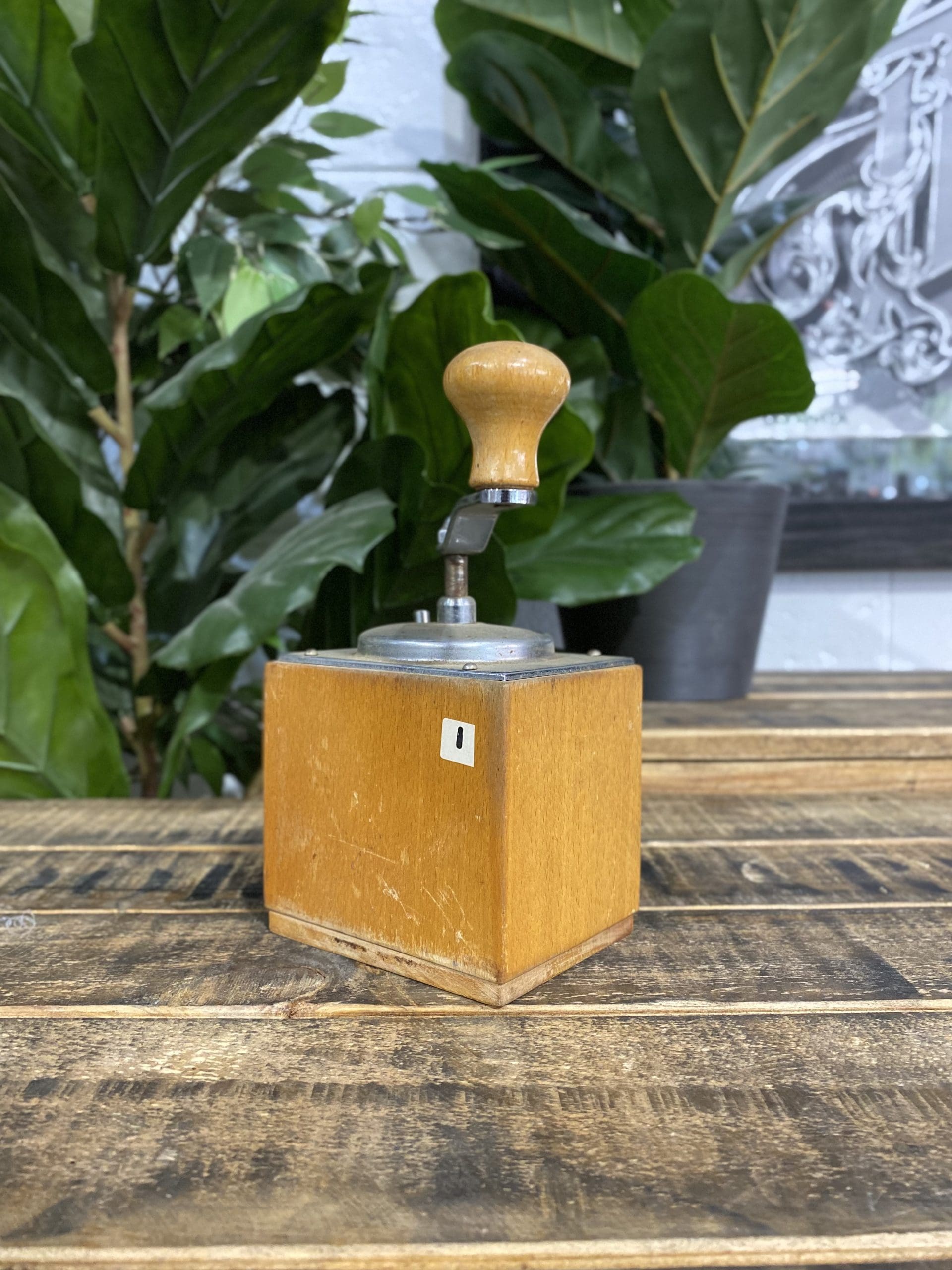 #509 1950’s Trespade Wooden Square Hand Coffee Grinder