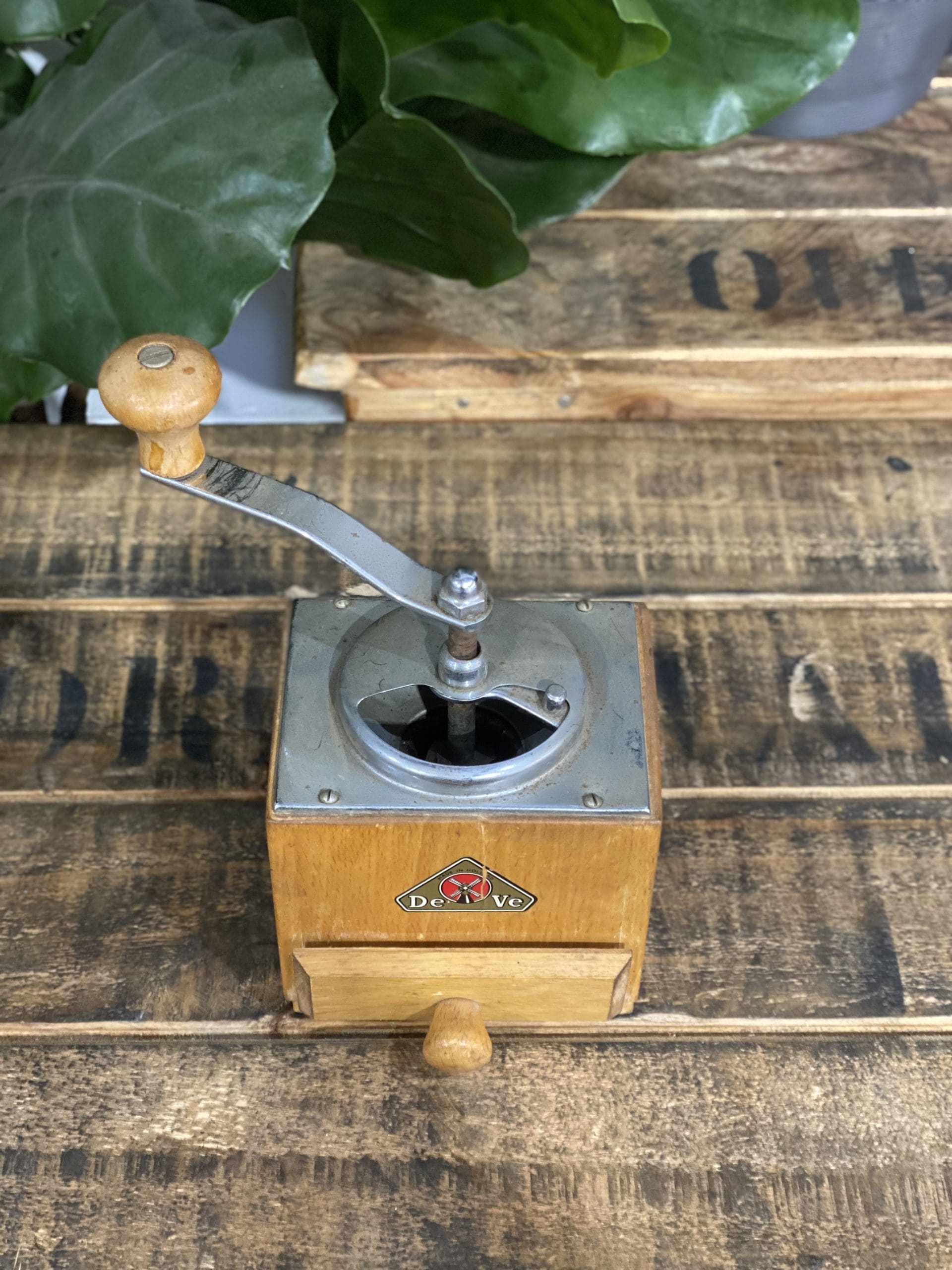 #509 1950’s Trespade Wooden Square Hand Coffee Grinder
