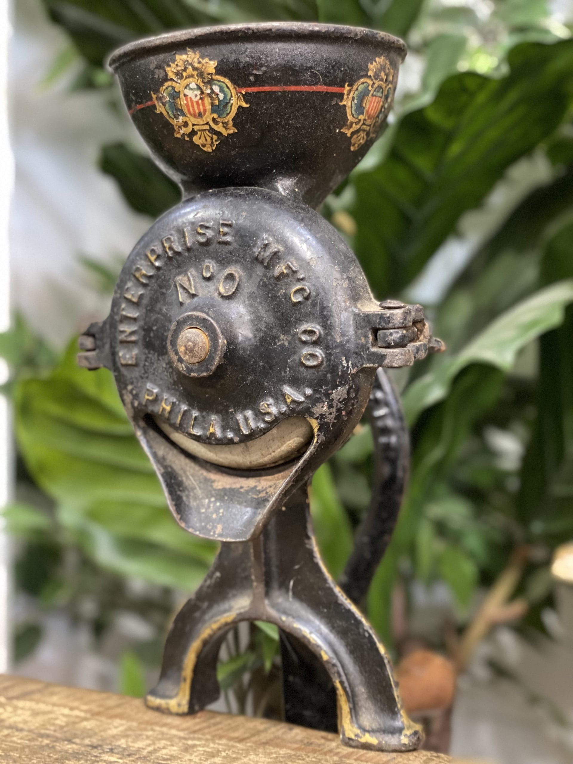 #69 1890’s MFC Philadelphia USA Cast Iron Hand Coffee Grinder