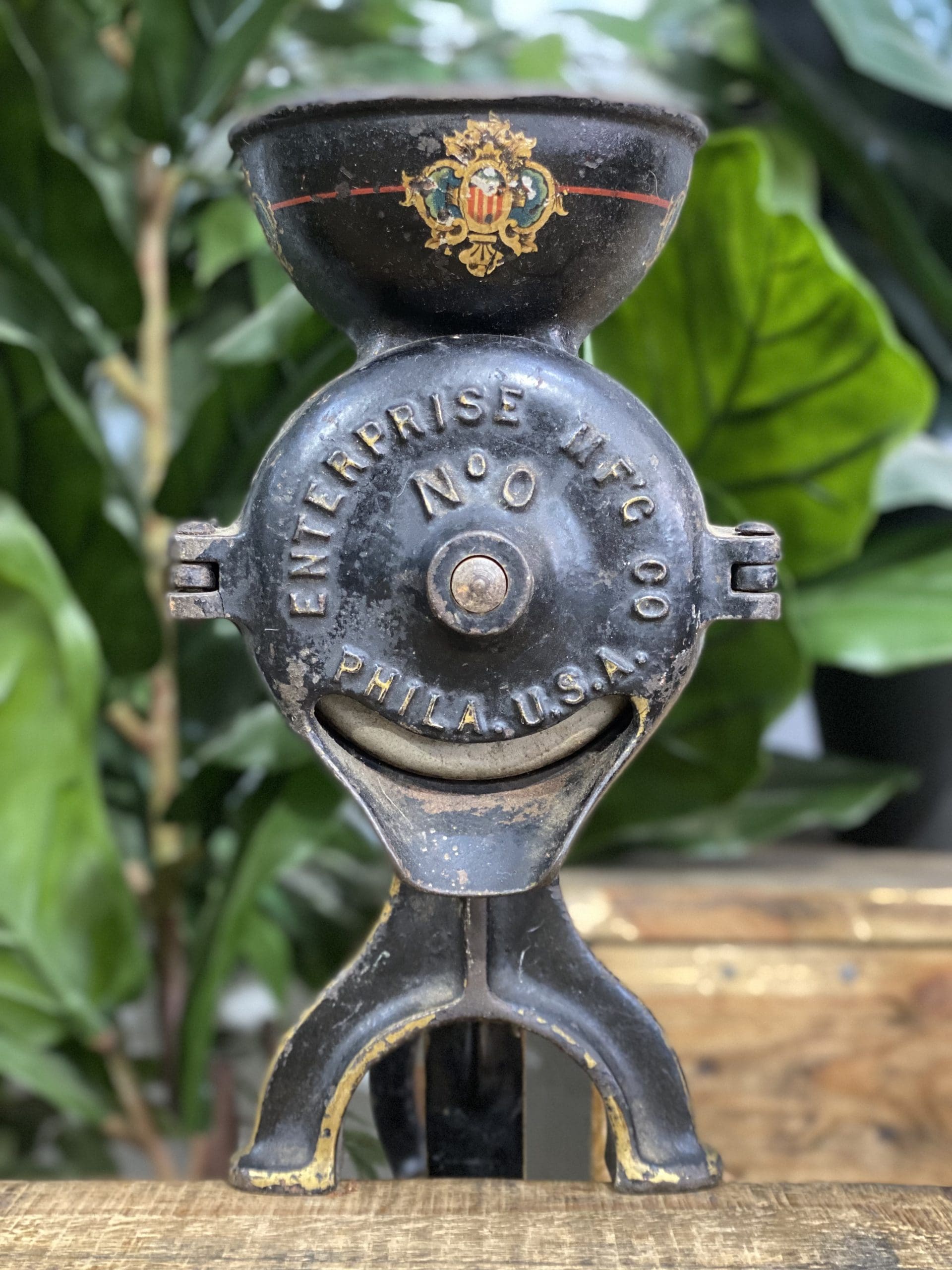 #69 1890’s MFC Philadelphia USA Cast Iron Hand Coffee Grinder