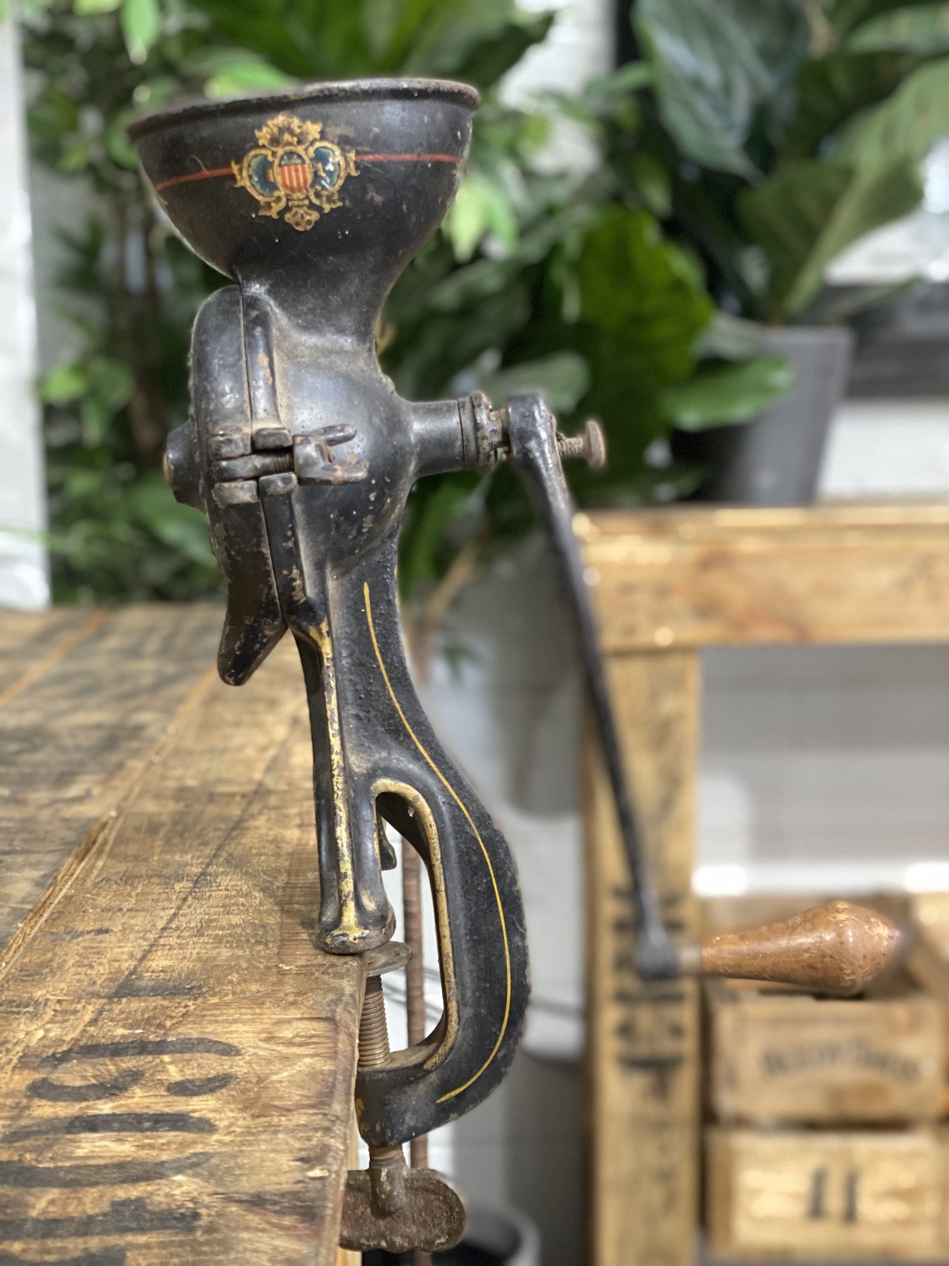 #69 1890’s MFC Philadelphia USA Cast Iron Hand Coffee Grinder