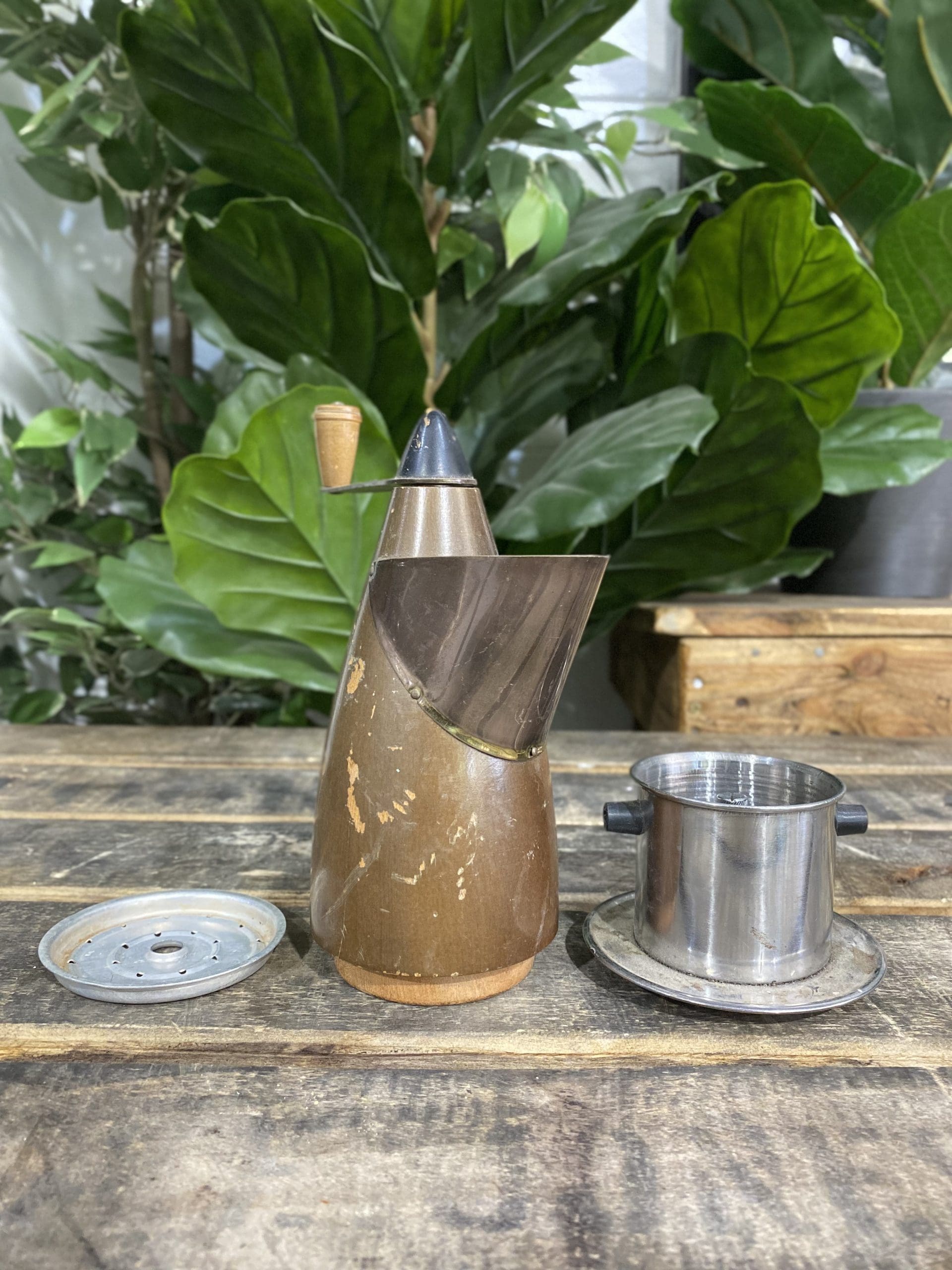 #81 1950’s Bakelite Coffee Pot Shaped Hand Coffee Grinder