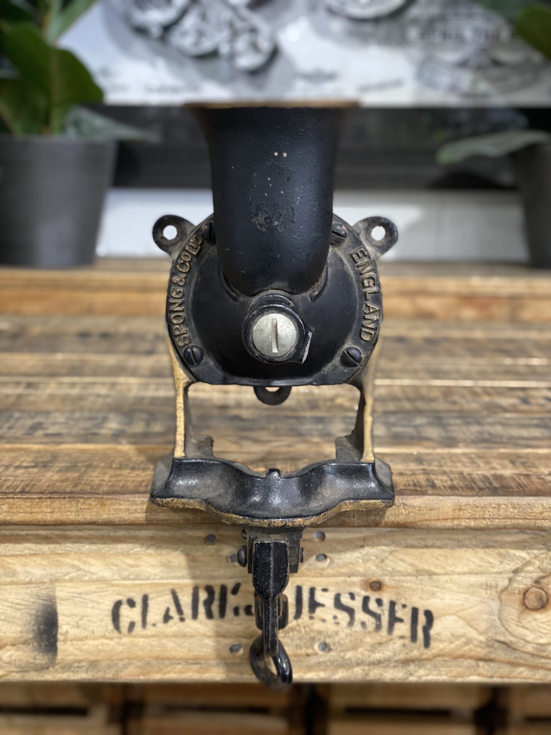 #83 1880’s No. 1 Small Spong & Co Ltd Bench Mounted Hand Grinder