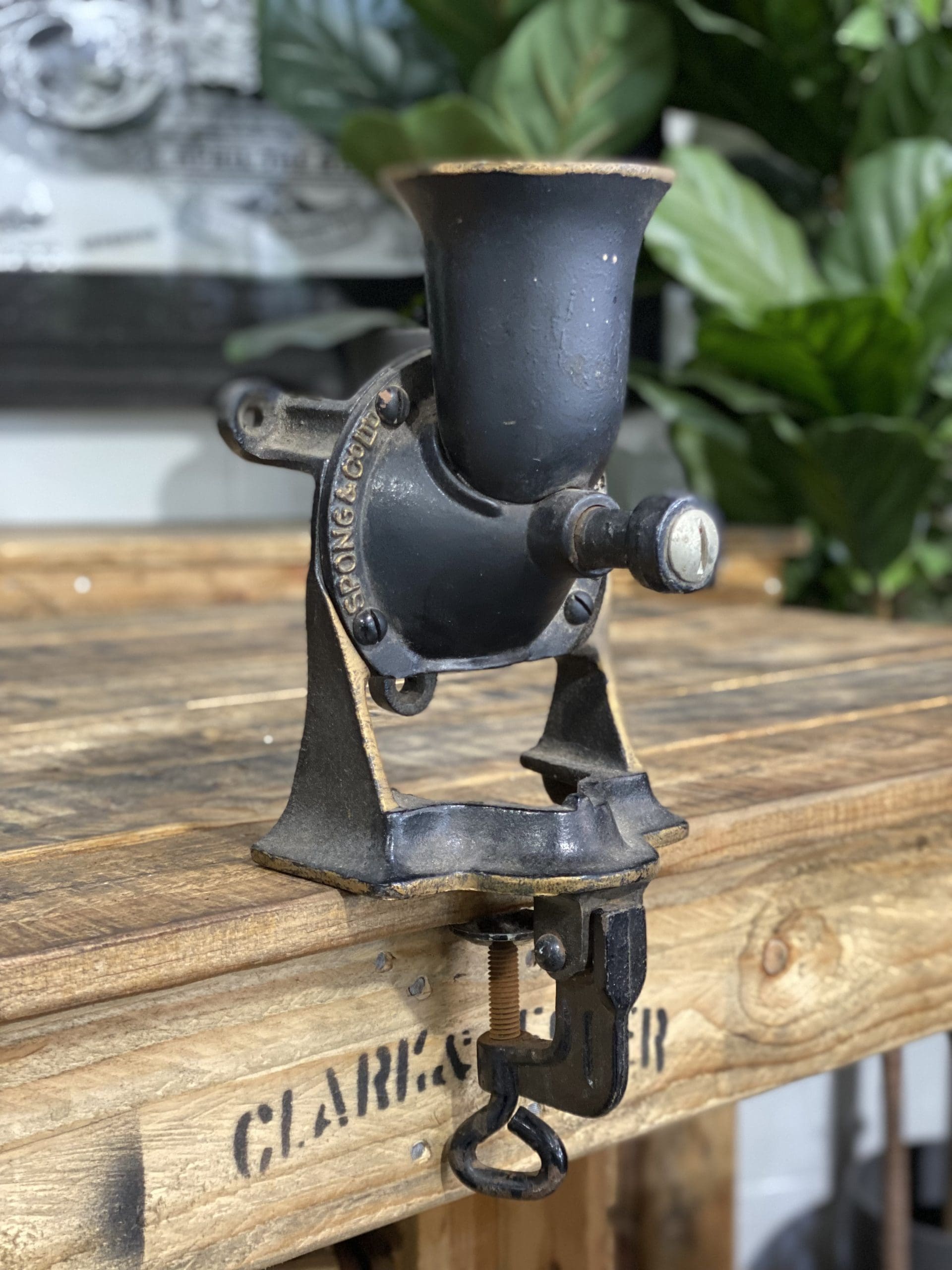 #83 1880’s No. 1 Small Spong & Co Ltd Bench Mounted Hand Grinder