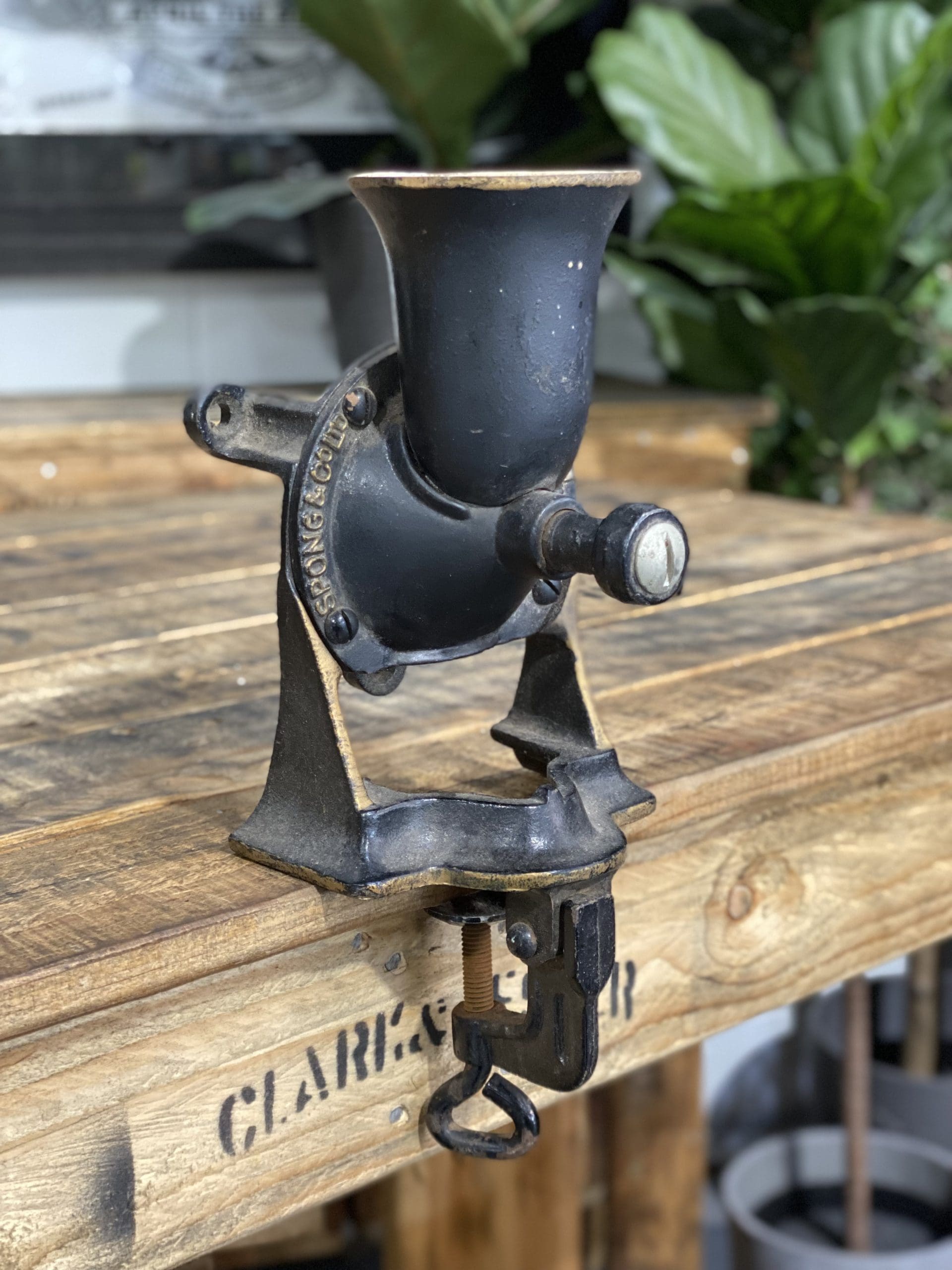 #83 1880’s No. 1 Small Spong & Co Ltd Bench Mounted Hand Grinder