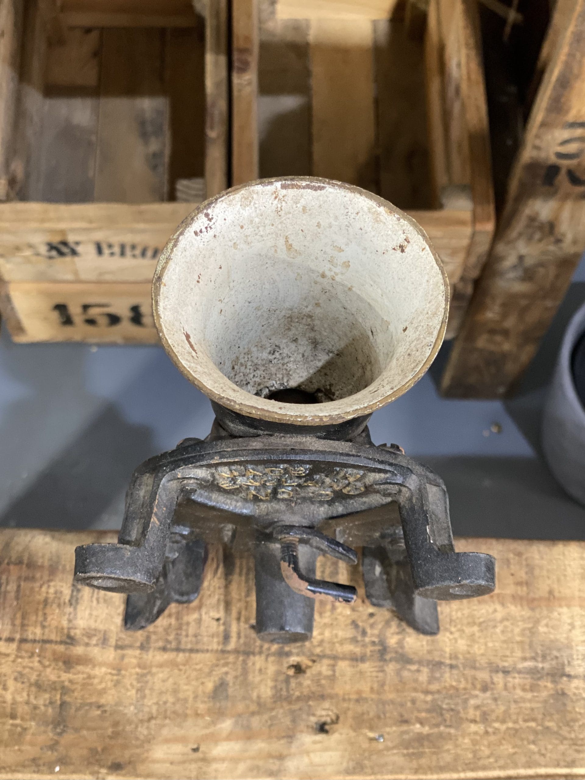 #83 1880’s No. 1 Small Spong & Co Ltd Bench Mounted Hand Grinder