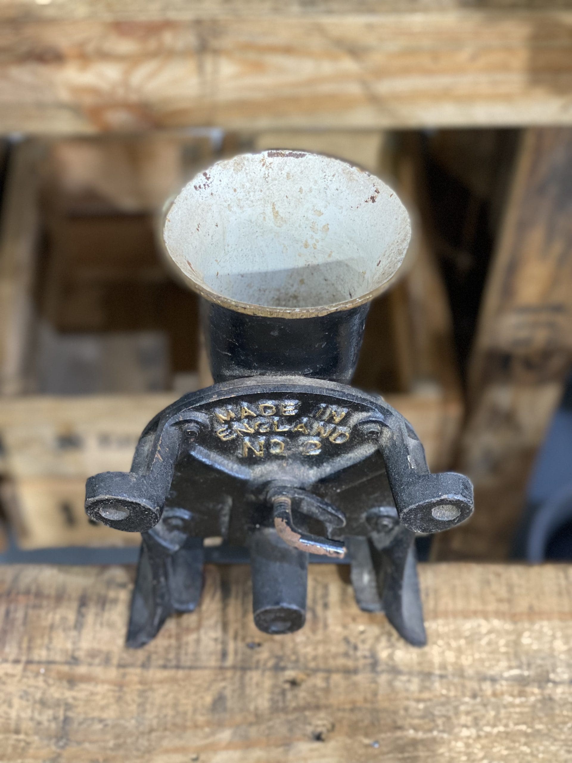 #83 1880’s No. 1 Small Spong & Co Ltd Bench Mounted Hand Grinder