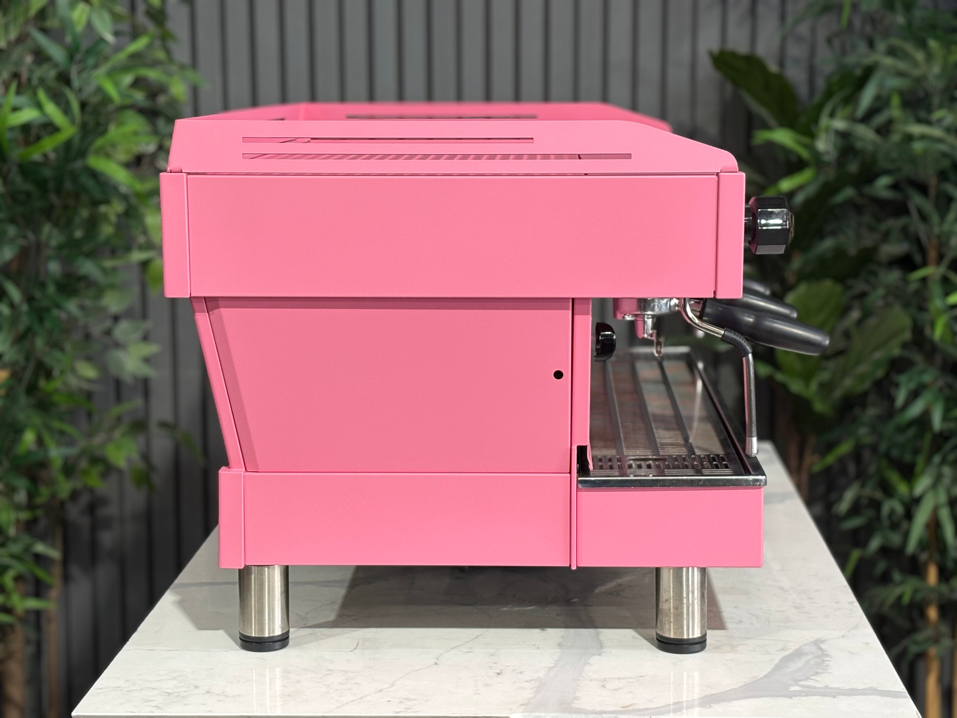 La Marzocco Linea PB 3 Group Coffee Machine Dark Pink - Used side view showcasing its design and features.