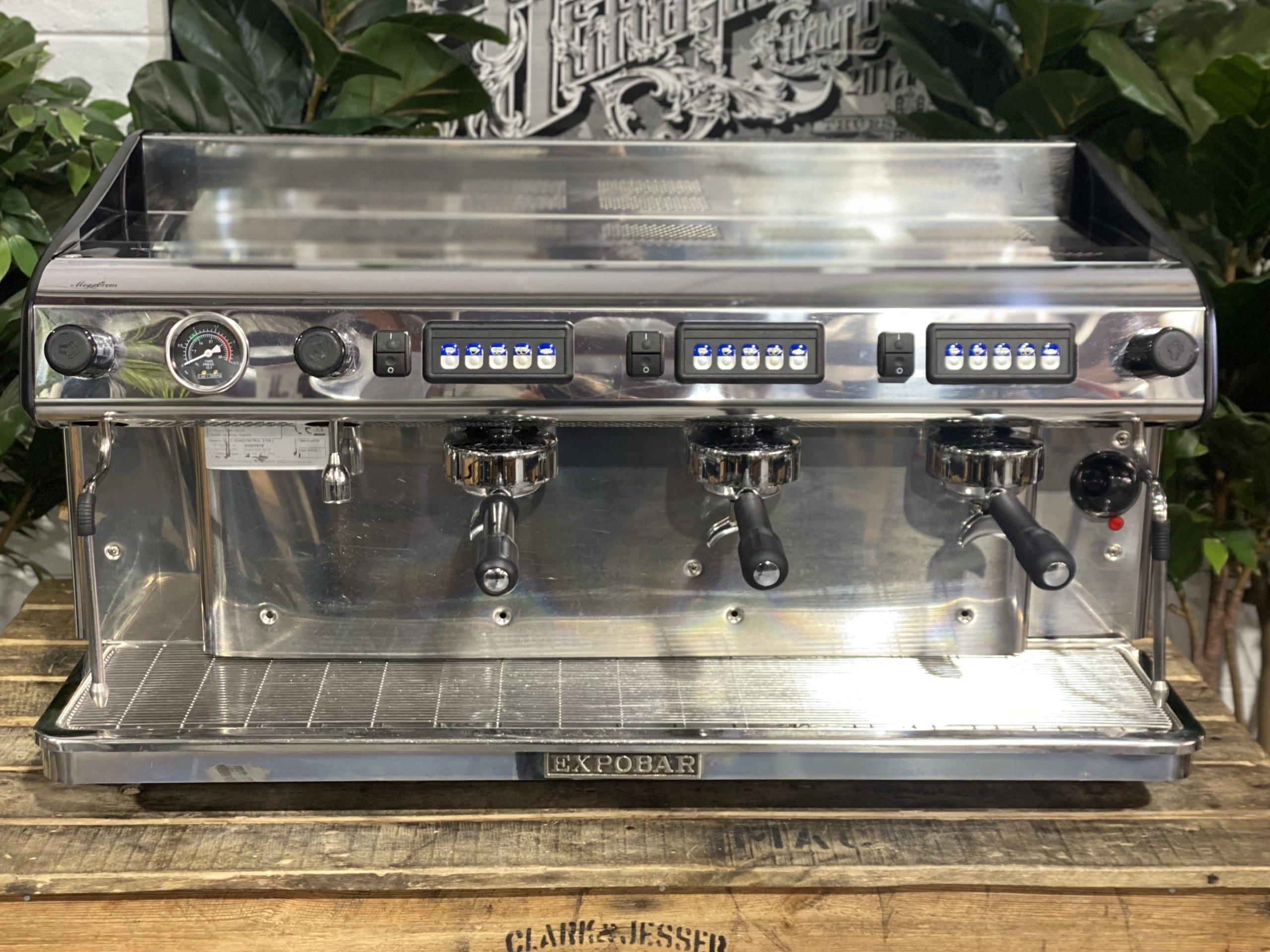 Expobar MegaCrem High Cup 3 Group Stainless & Black Espresso Coffee Machine