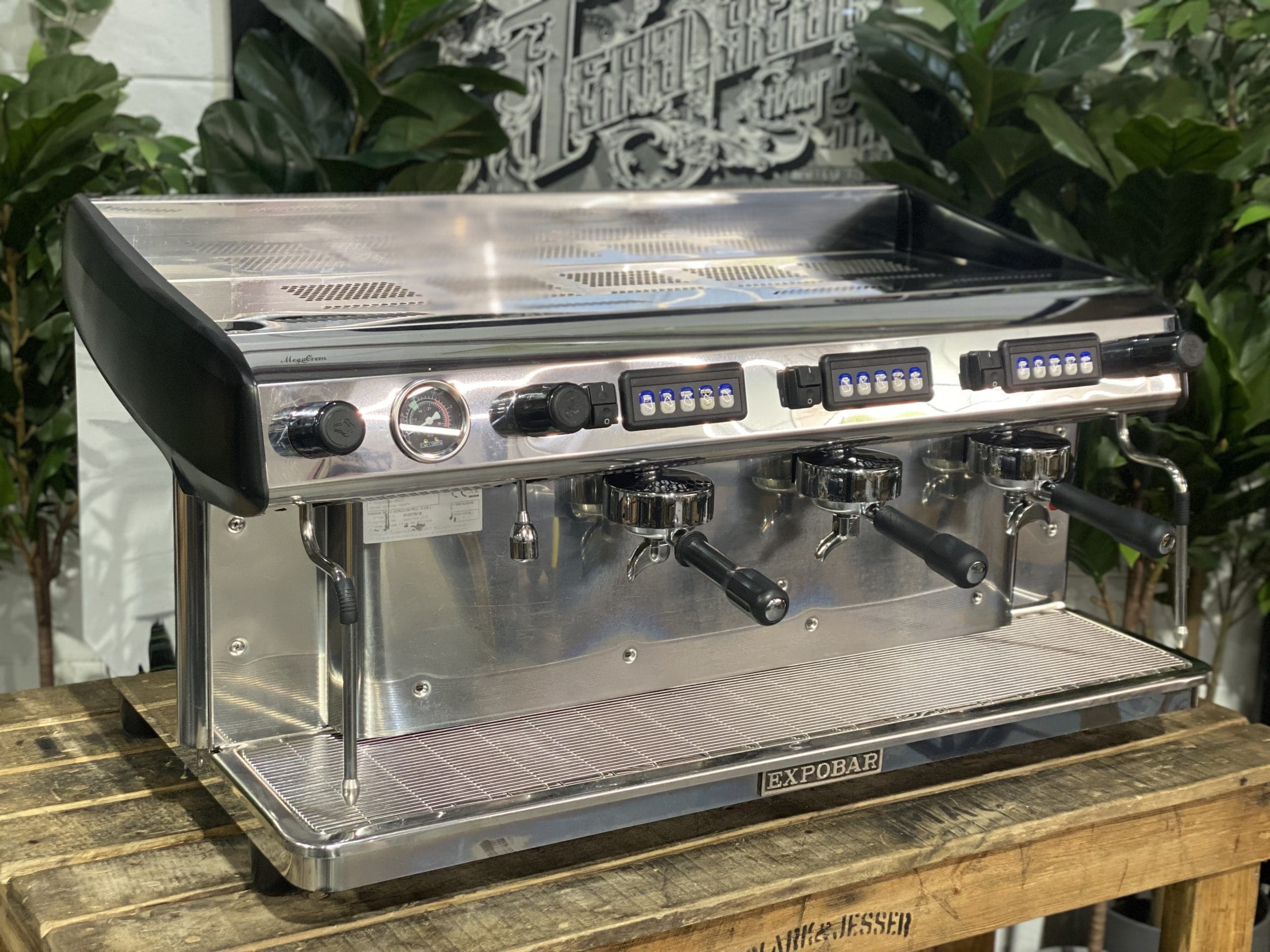 Expobar MegaCrem High Cup 3 Group Stainless & Black Espresso Coffee Machine