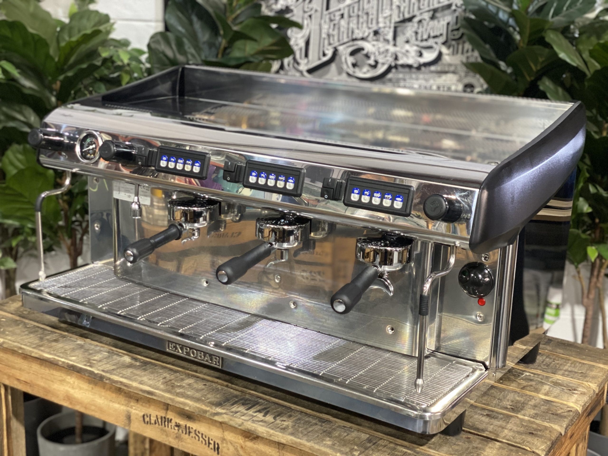 Expobar MegaCrem High Cup 3 Group Stainless & Black Espresso Coffee Machine