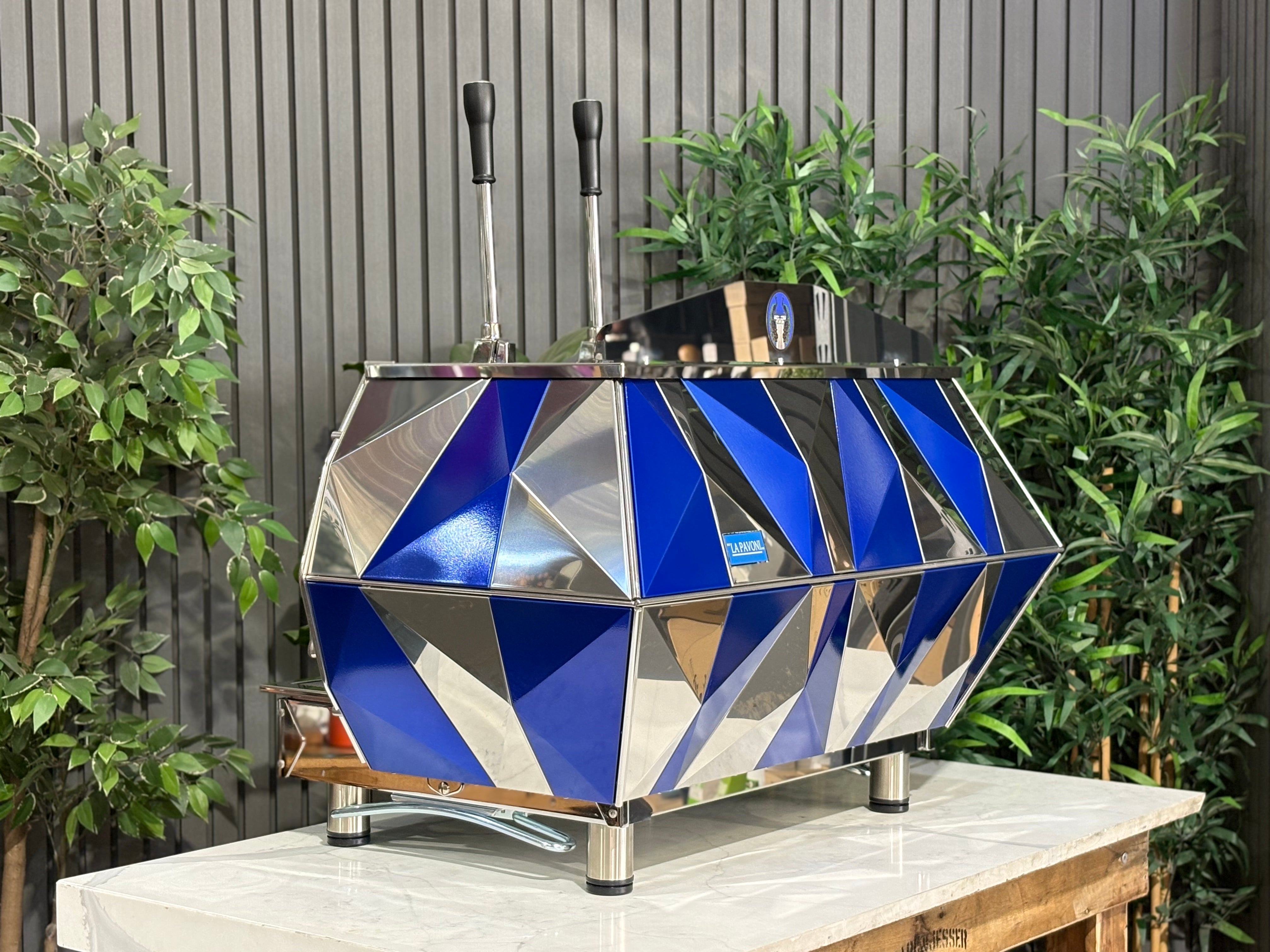 La Pavoni Diamante Lever 2 Group Coffee Machine Blue & Chrome - New