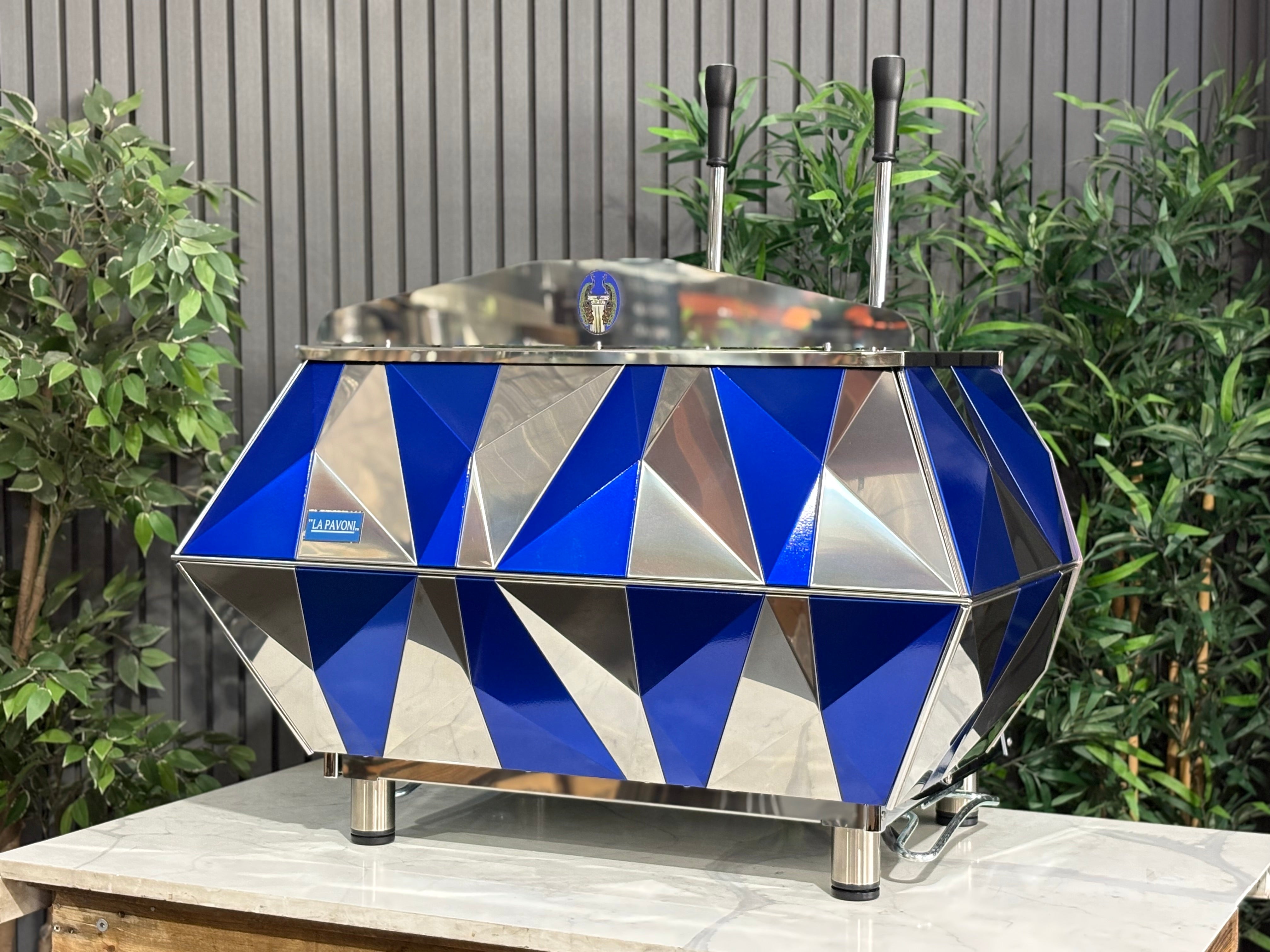 La Pavoni Diamante Lever 2 Group Coffee Machine Blue & Chrome - New