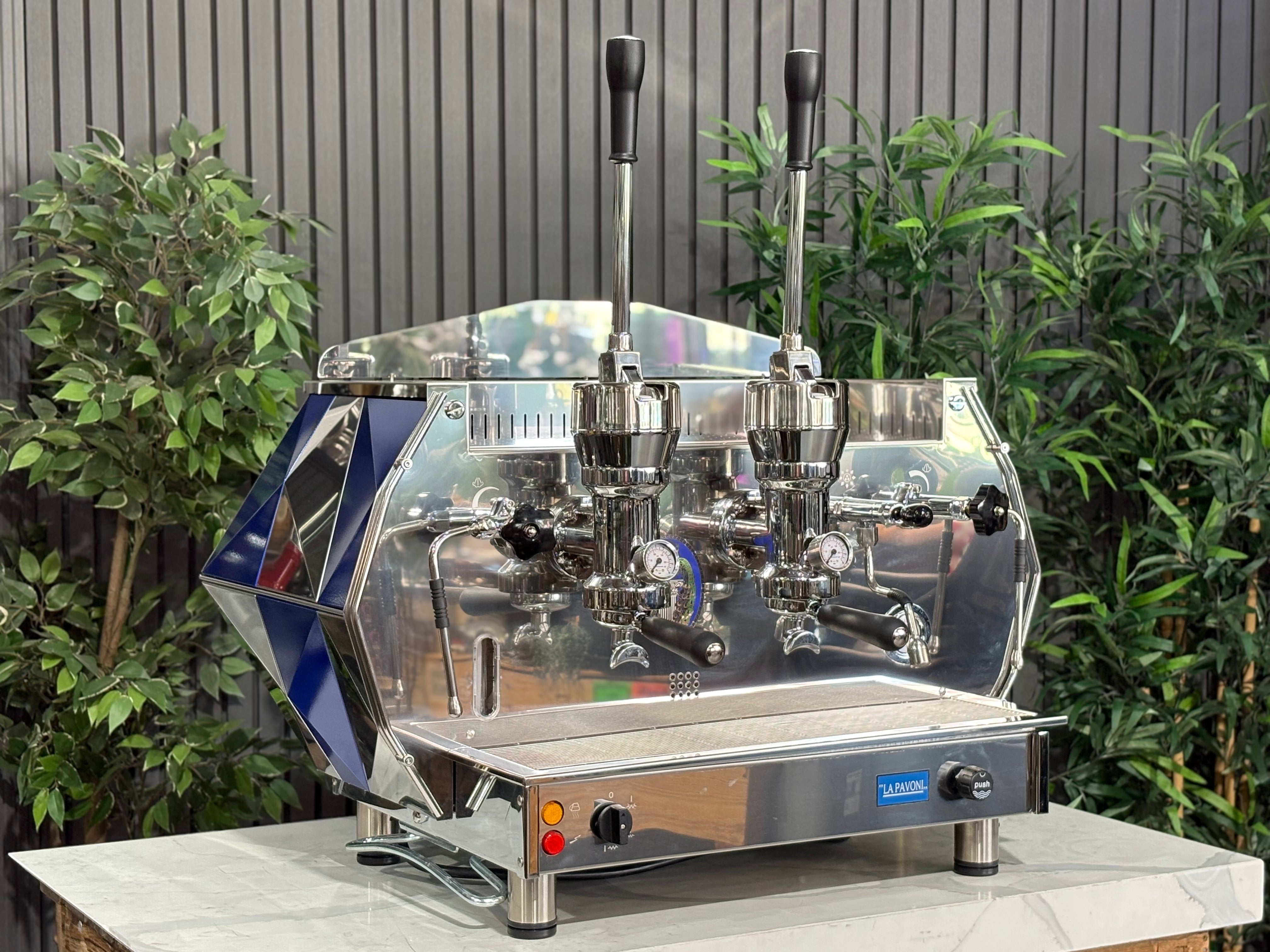 La Pavoni Diamante Lever 2 Group Coffee Machine Blue & Chrome - New