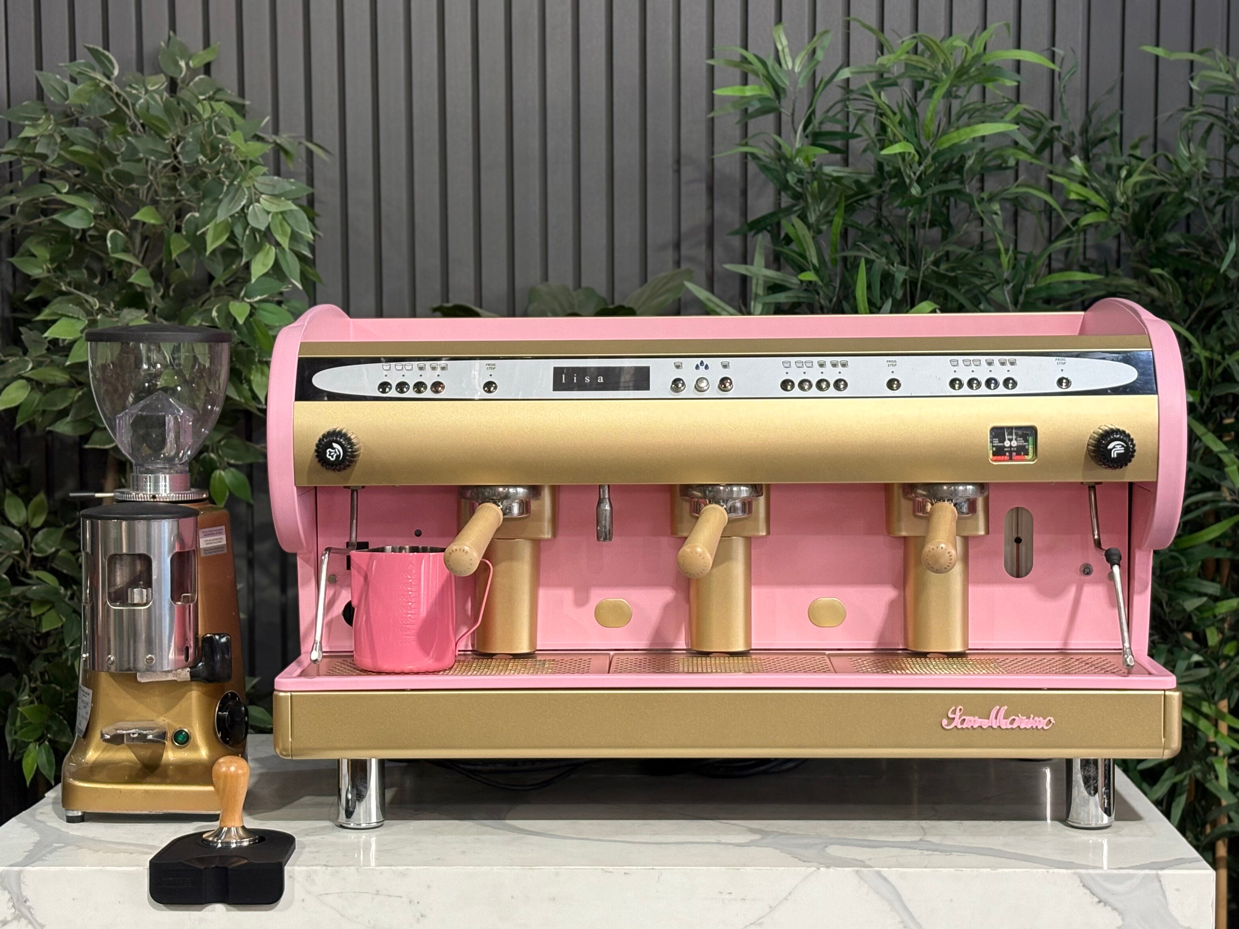 San Marino Lisa R 3 Group Coffee Machine Pink, Gold & Timber - Used