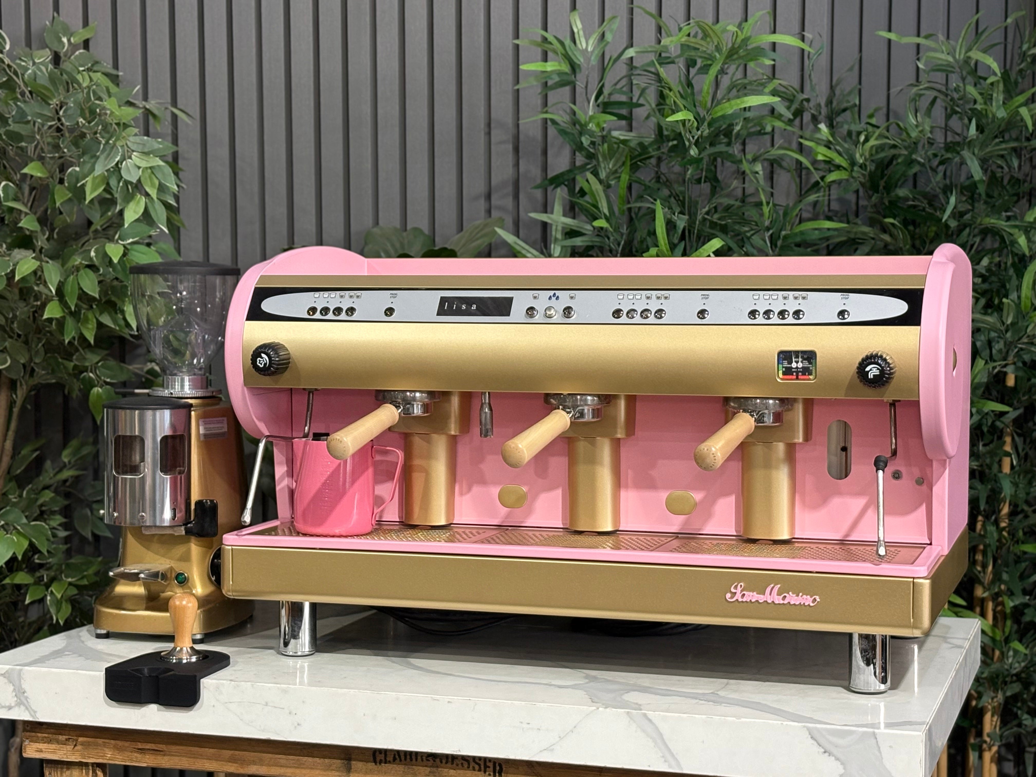 San Marino Lisa R 3 Group Coffee Machine Pink, Gold & Timber - Used
