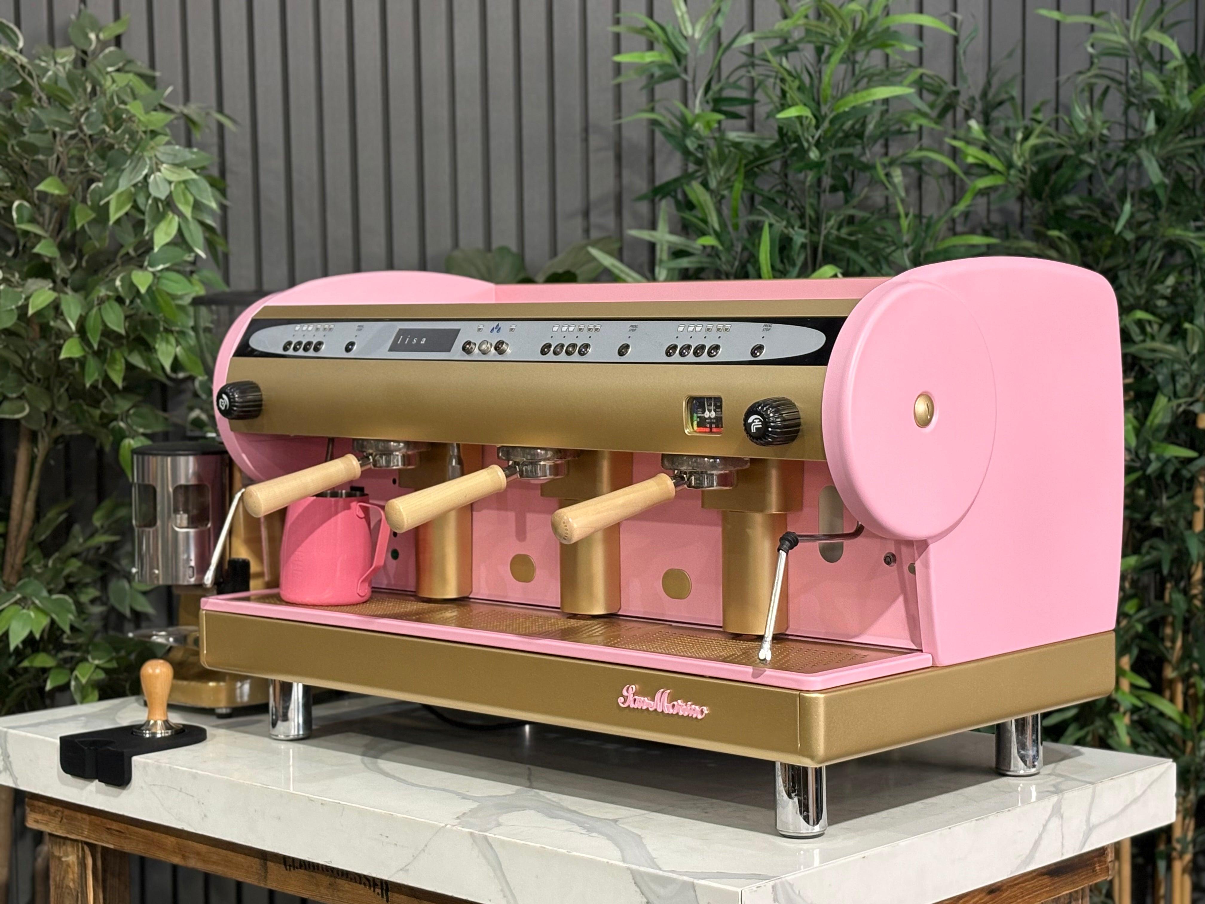 San Marino Lisa R 3 Group Coffee Machine Pink, Gold & Timber - Used